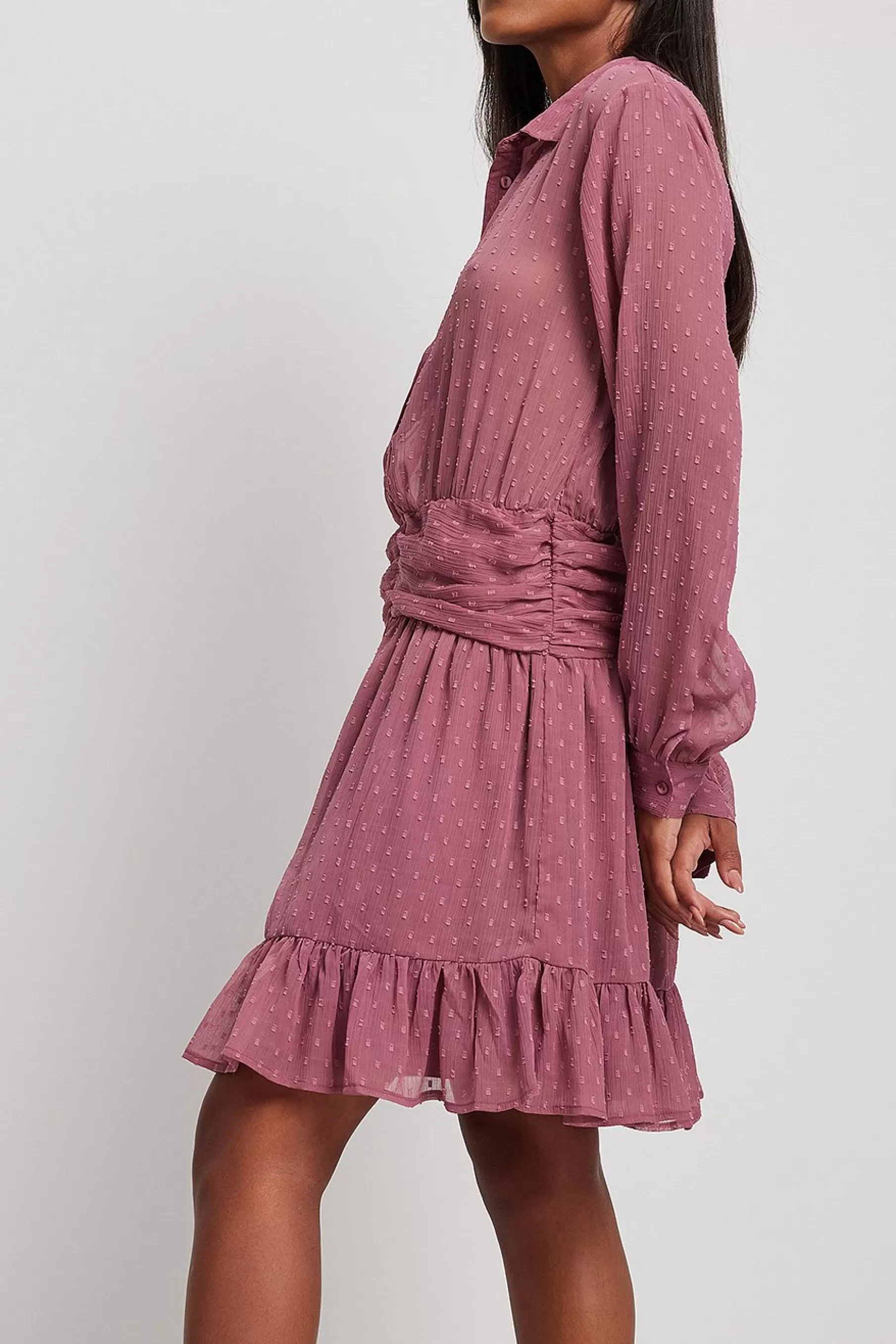 NA-KD Dobby Waist Detail Mini Dress Pink