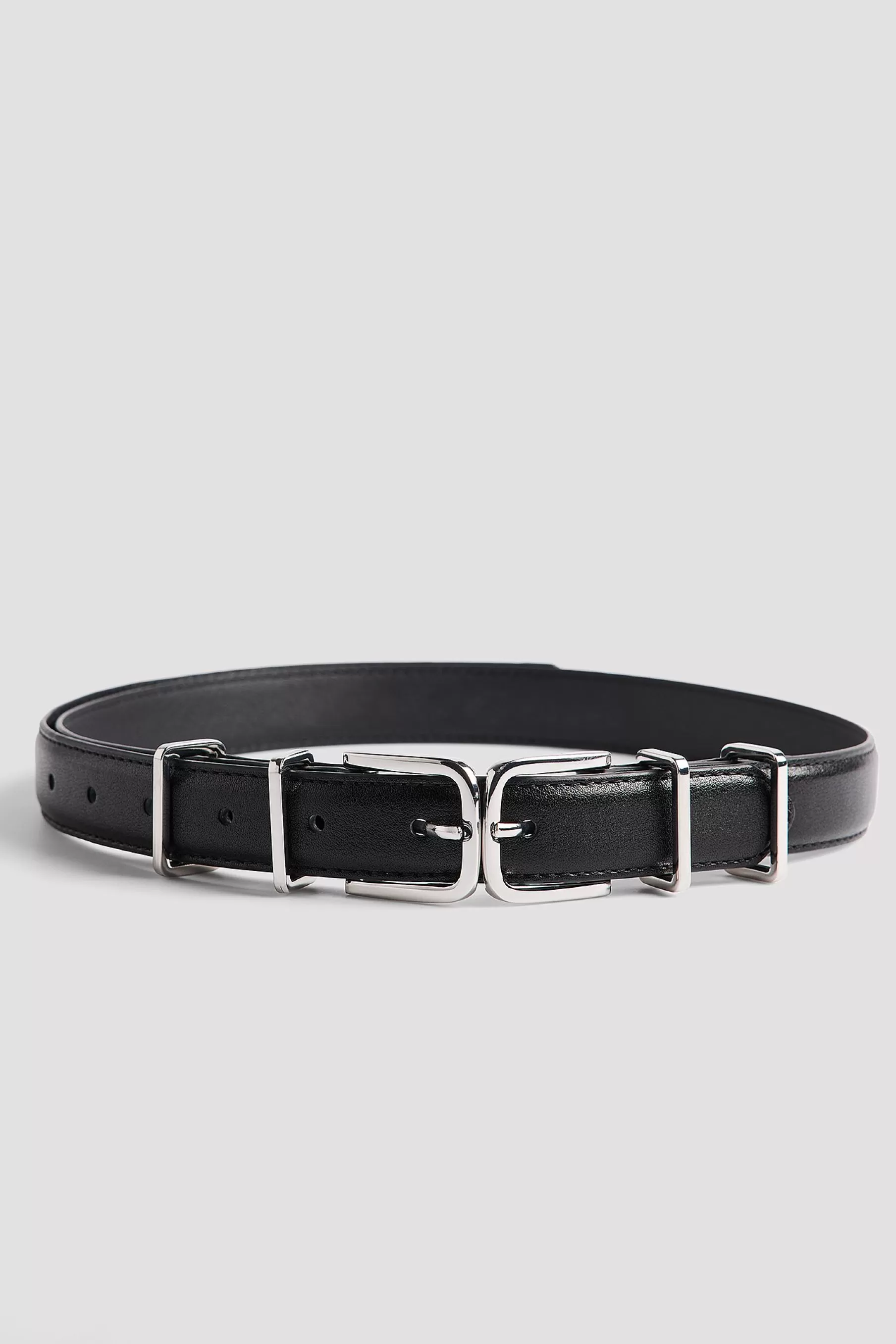 NA-KD Double Buckle Waist Belt Black