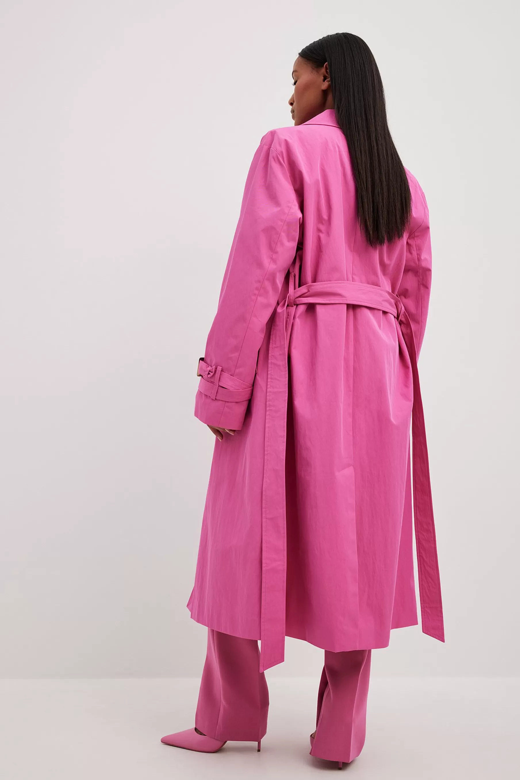 NA-KD Double Buttoned Trenchcoat Pink