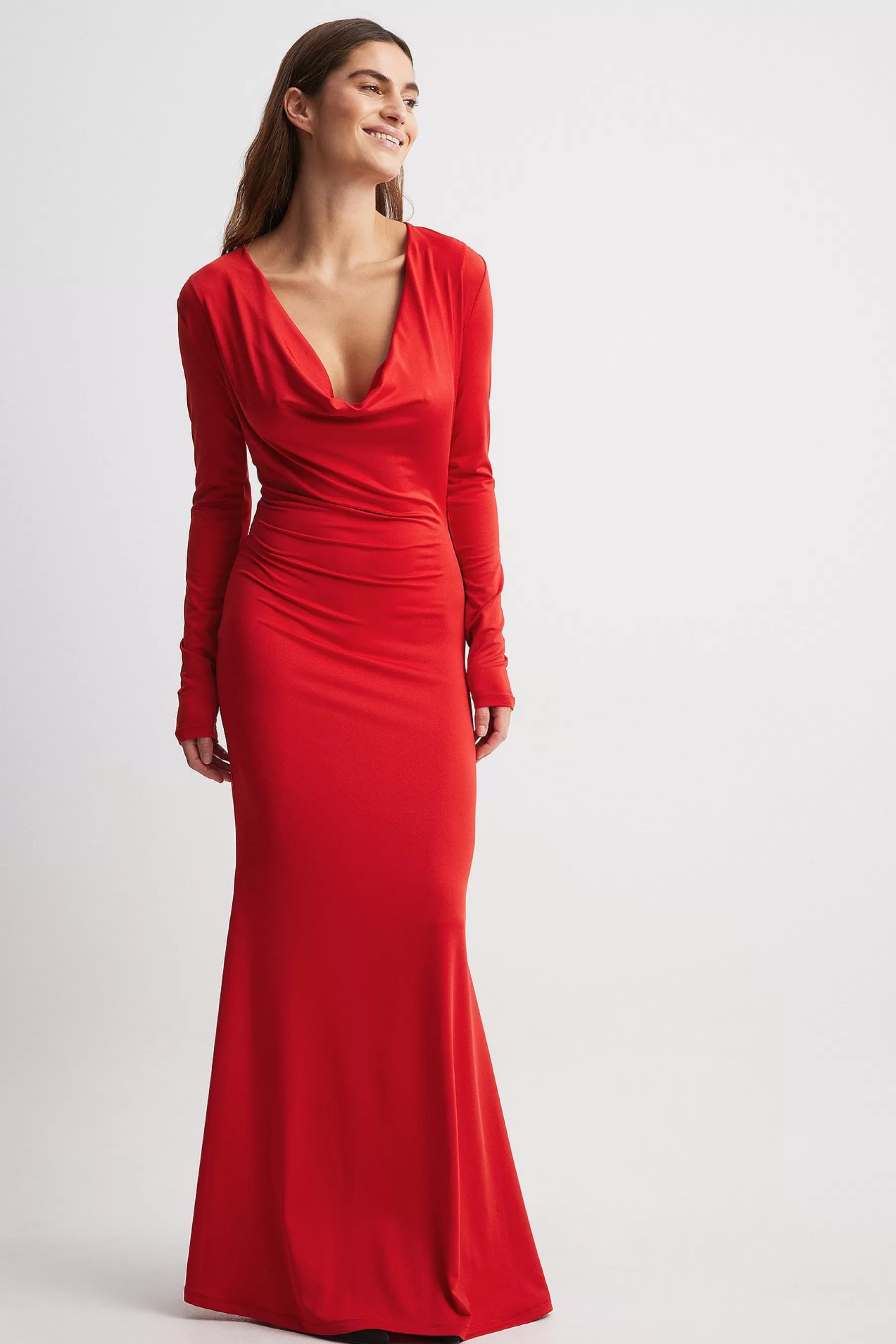 NA-KD Draped Maxi Dress Red