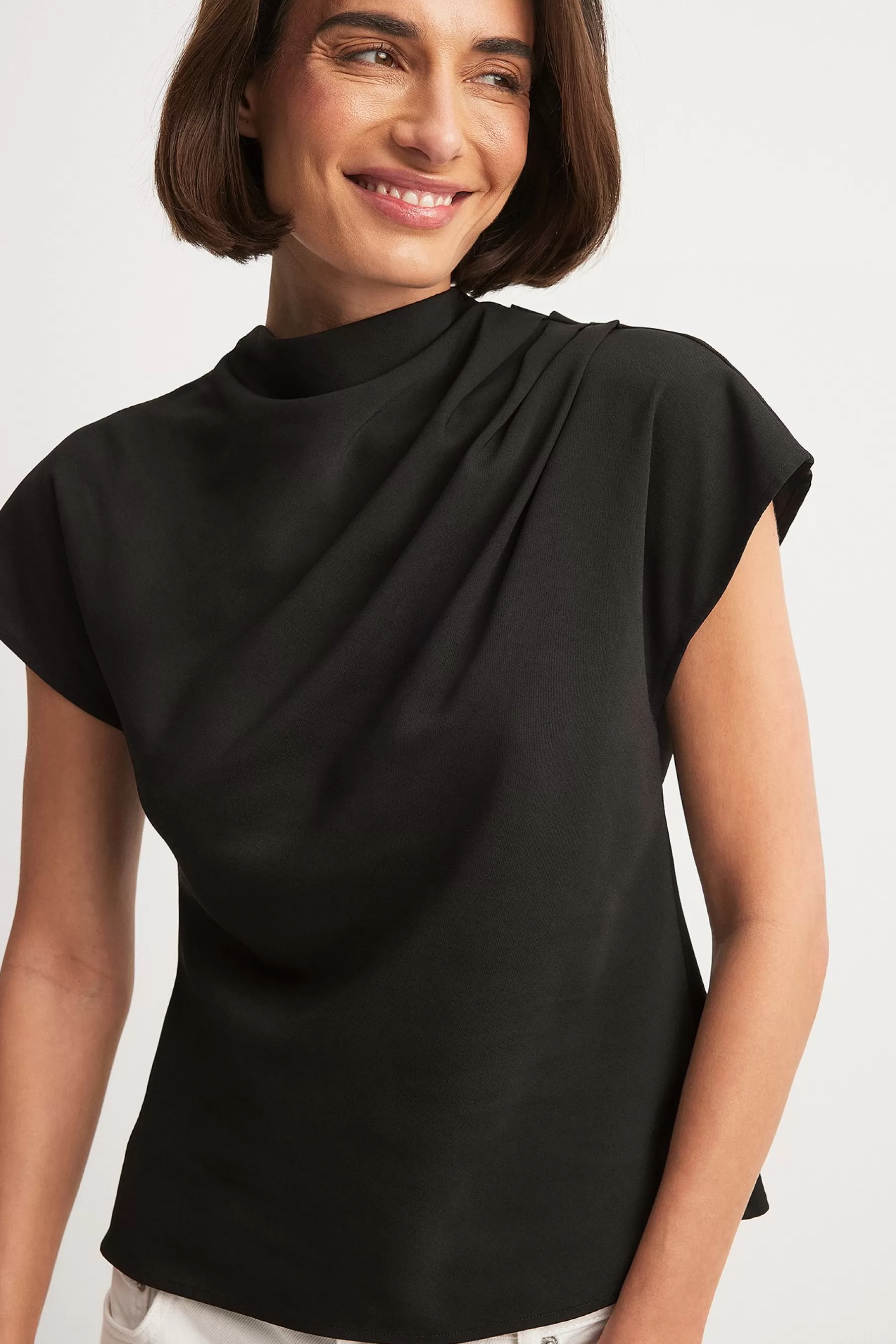 NA-KD Draped Top Black