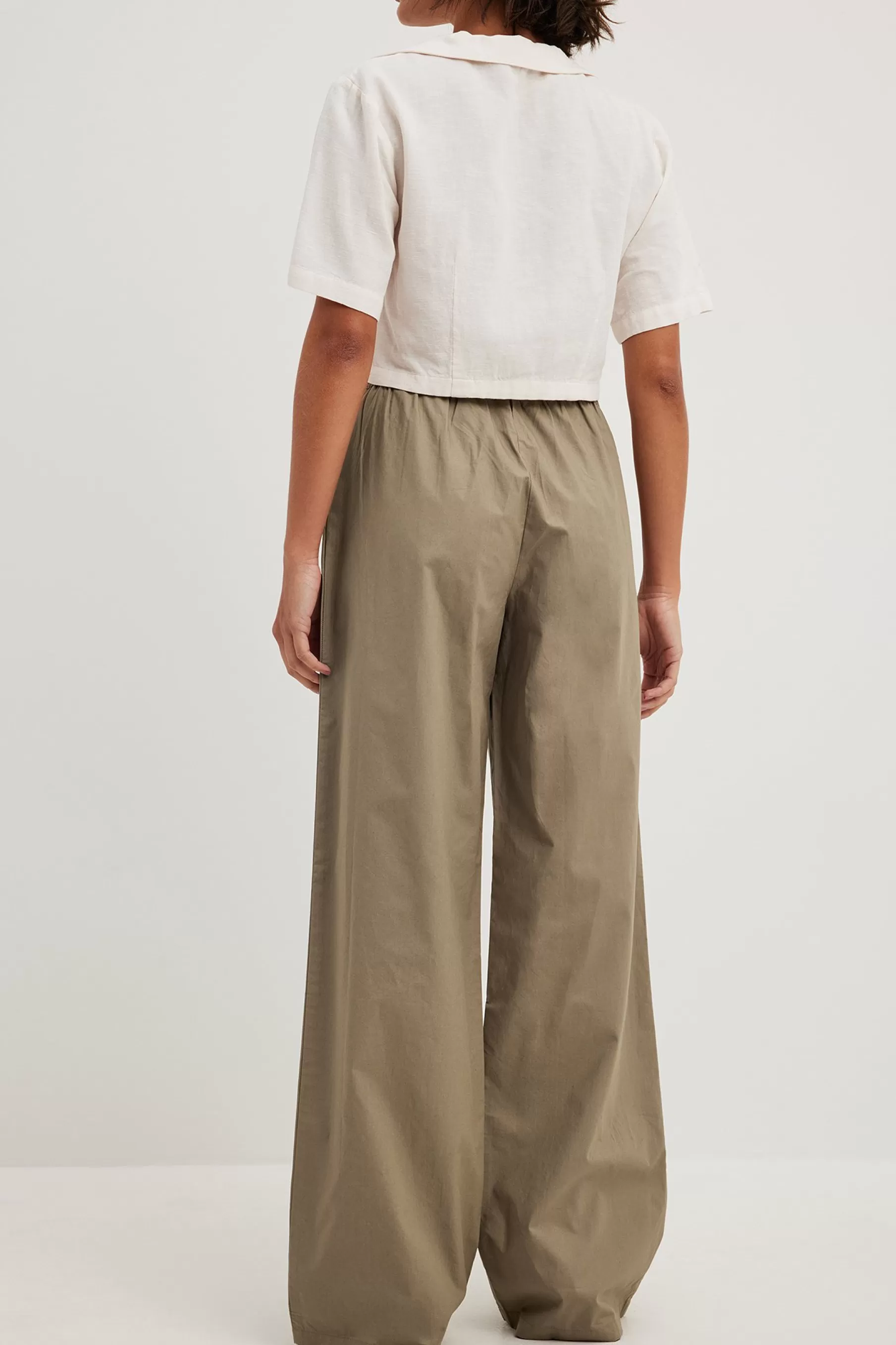 NA-KD Elastic Waistband Cotton Pants Beige