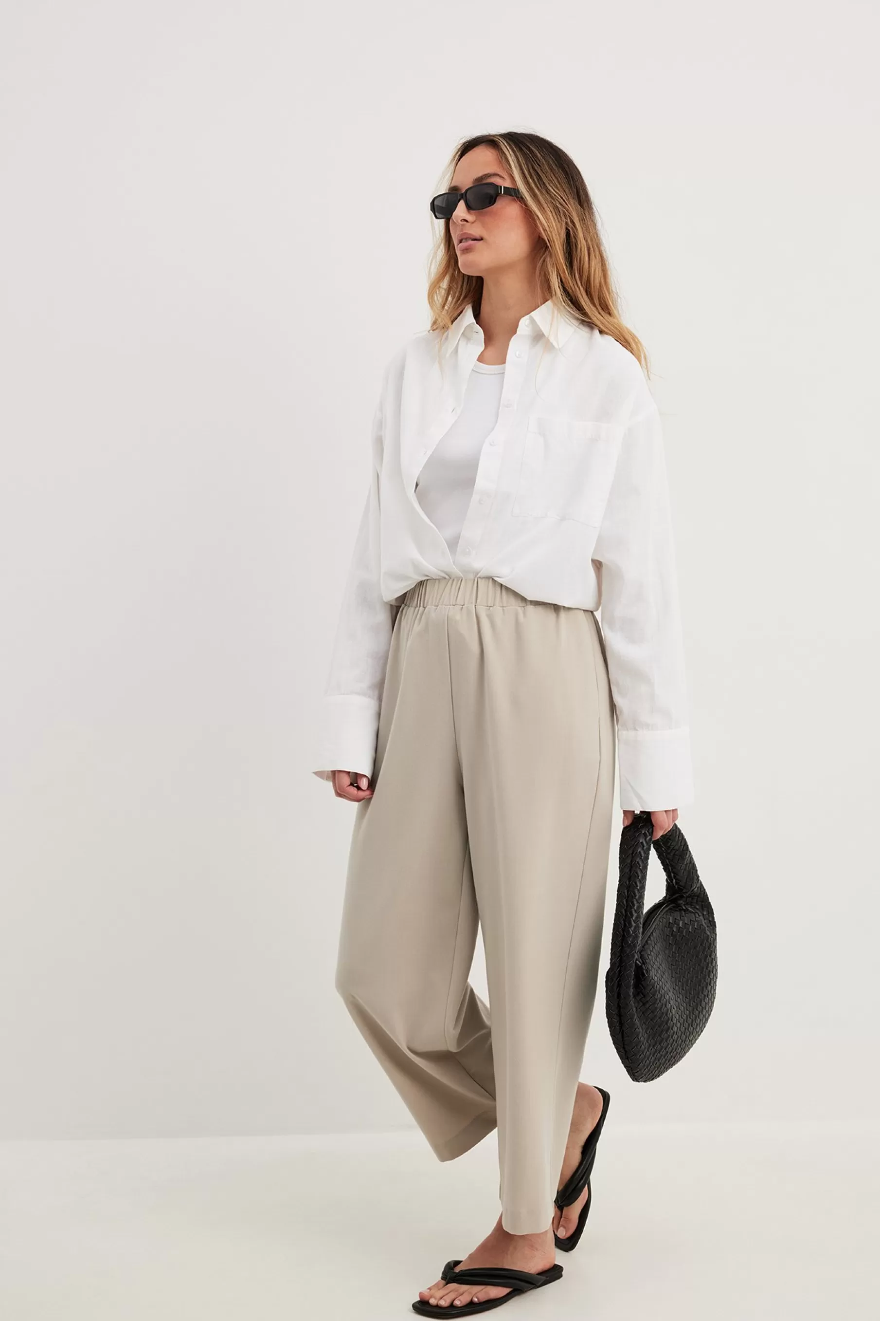 NA-KD Elastic Waistband Culottes Beige