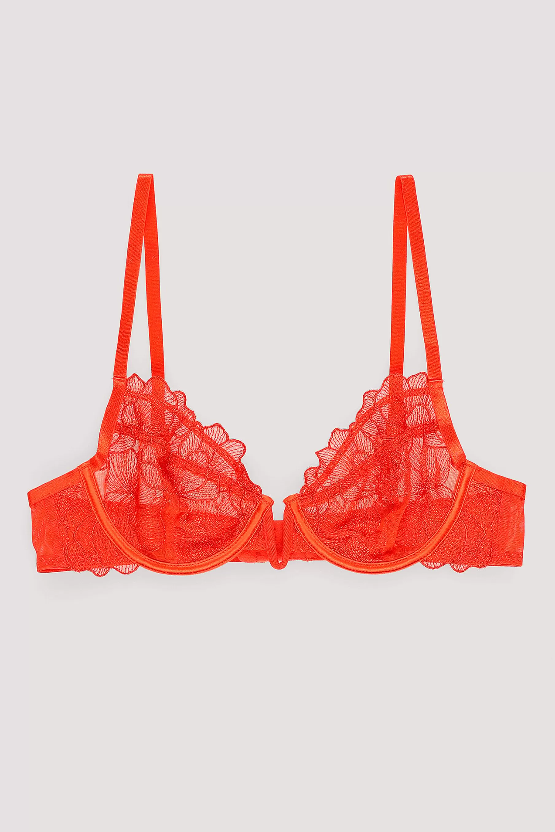 NA-KD Embroidery V-Wire Bra Red