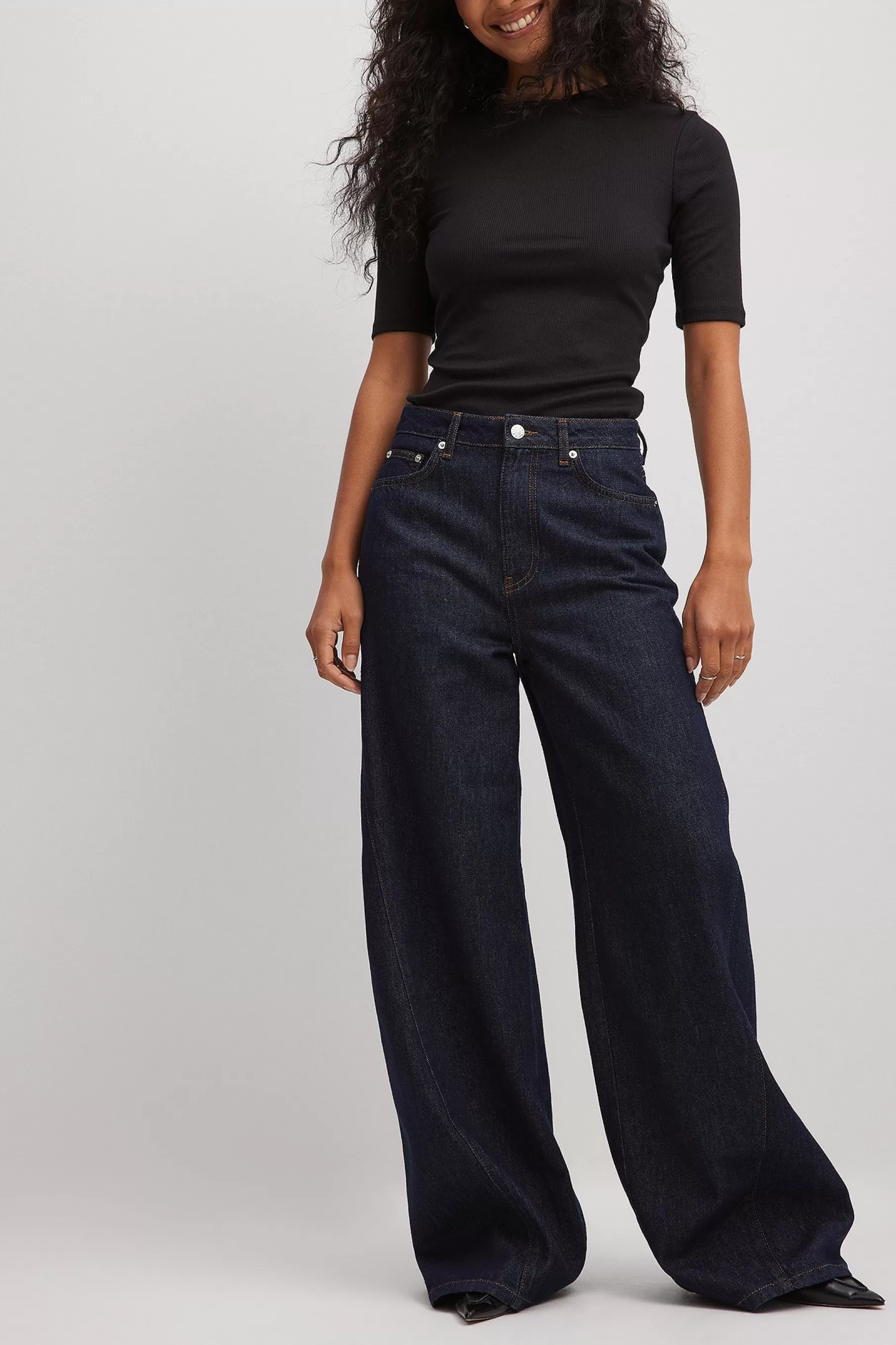 NA-KD Extra Wide Leg Denim Blue