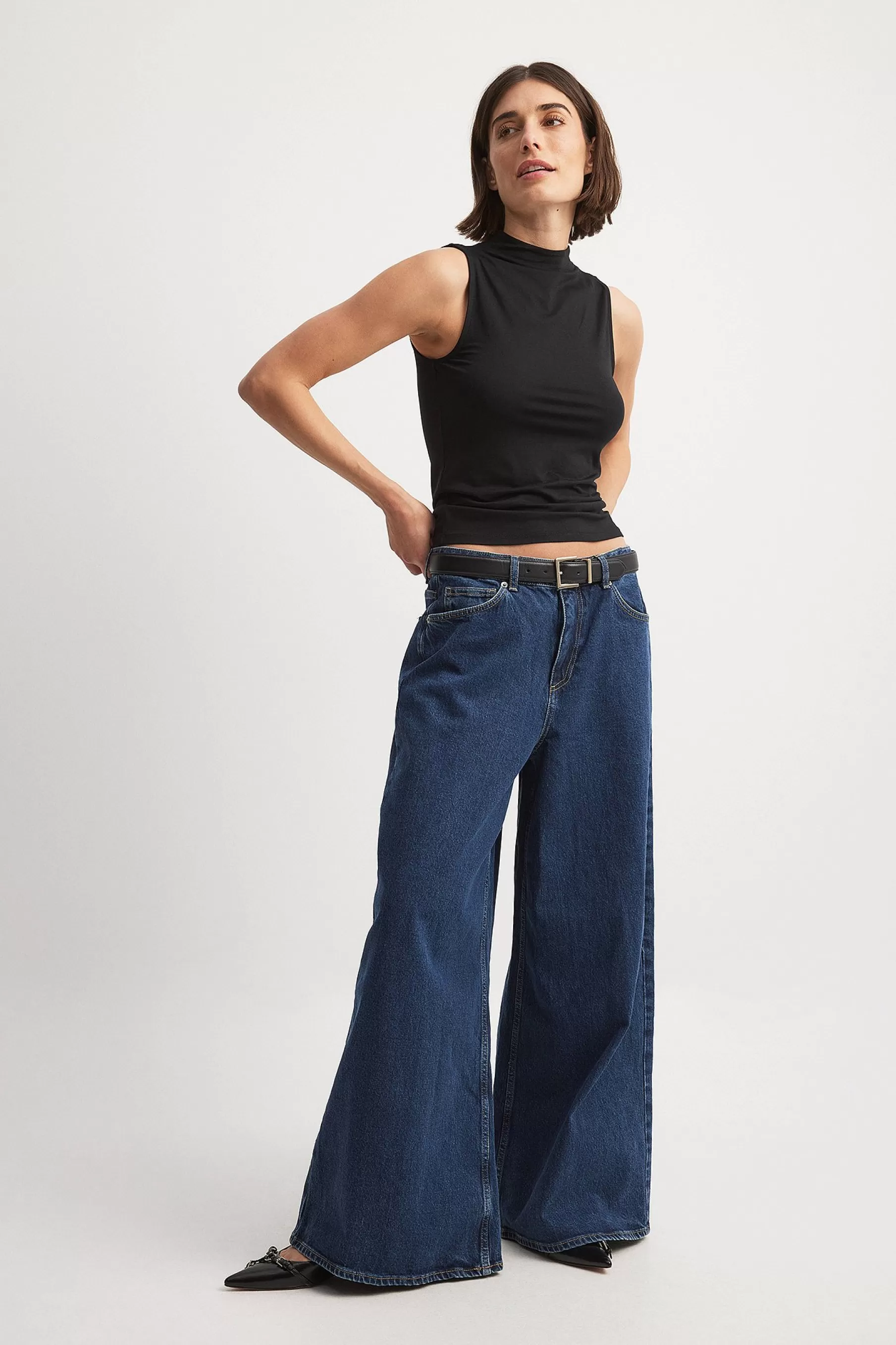 NA-KD Extra Wide Leg Denim Blue