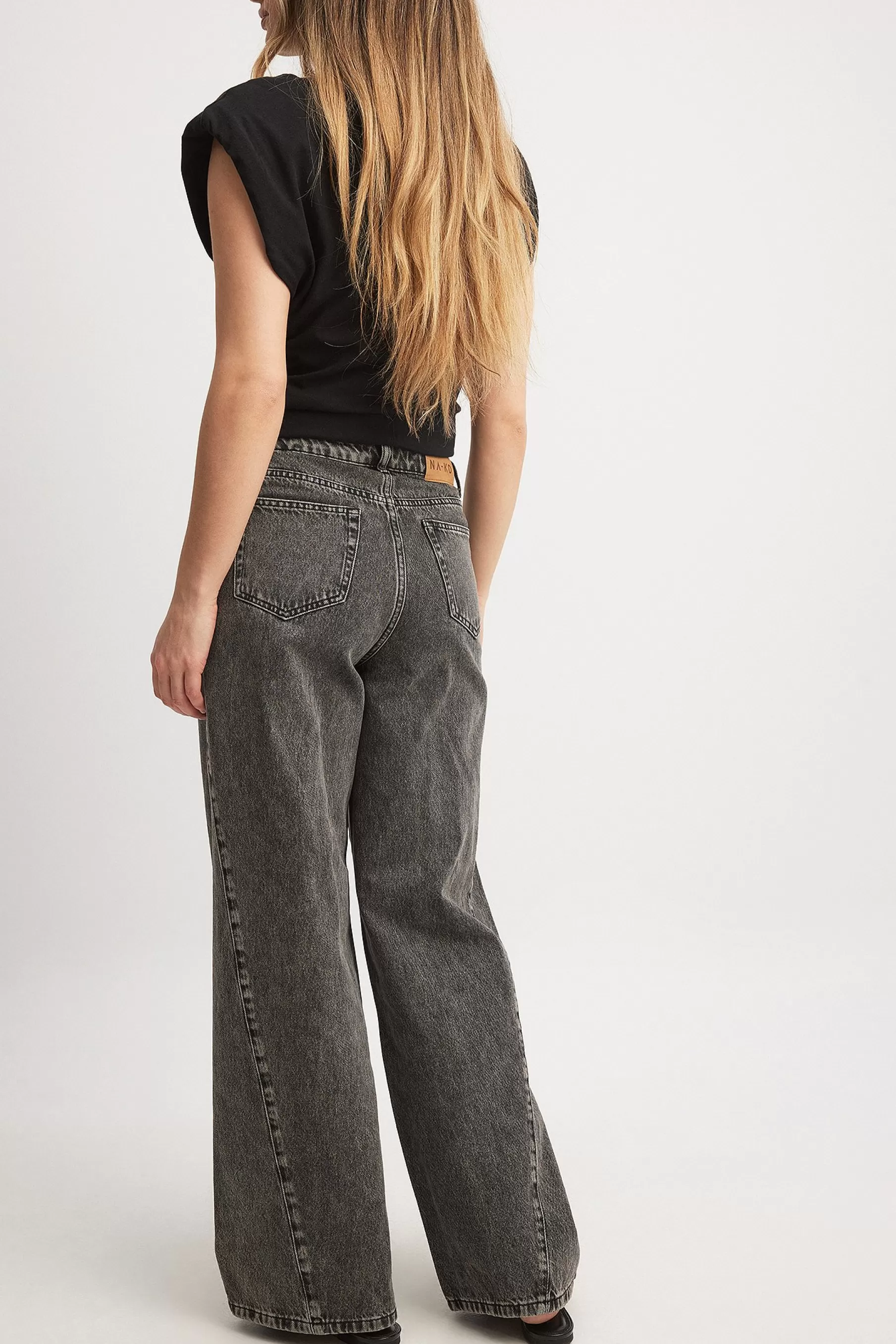 NA-KD Extra Wide Leg Denim Grey