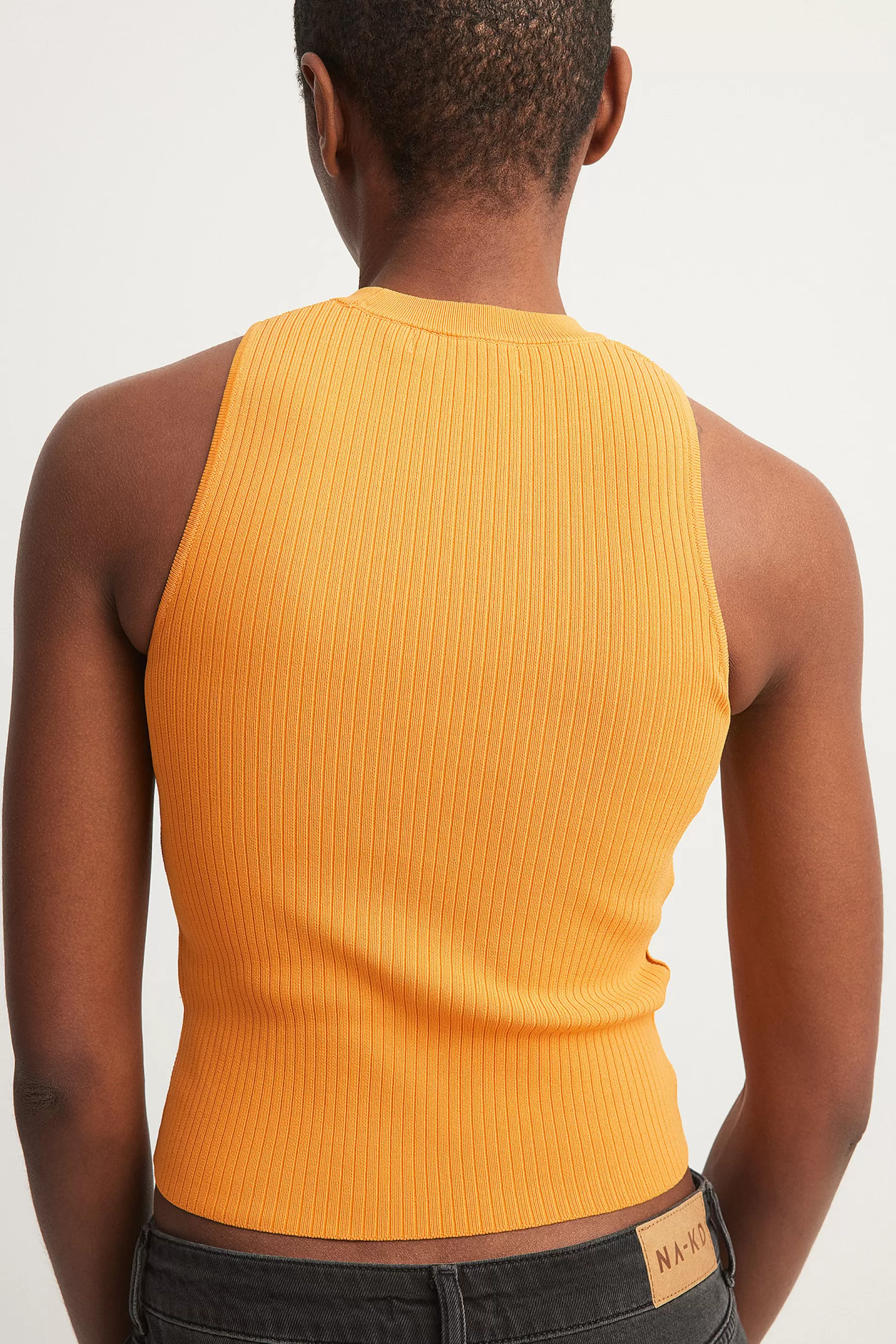 NA-KD Fine Knitted Cut Out Detailed Crop Top Orange