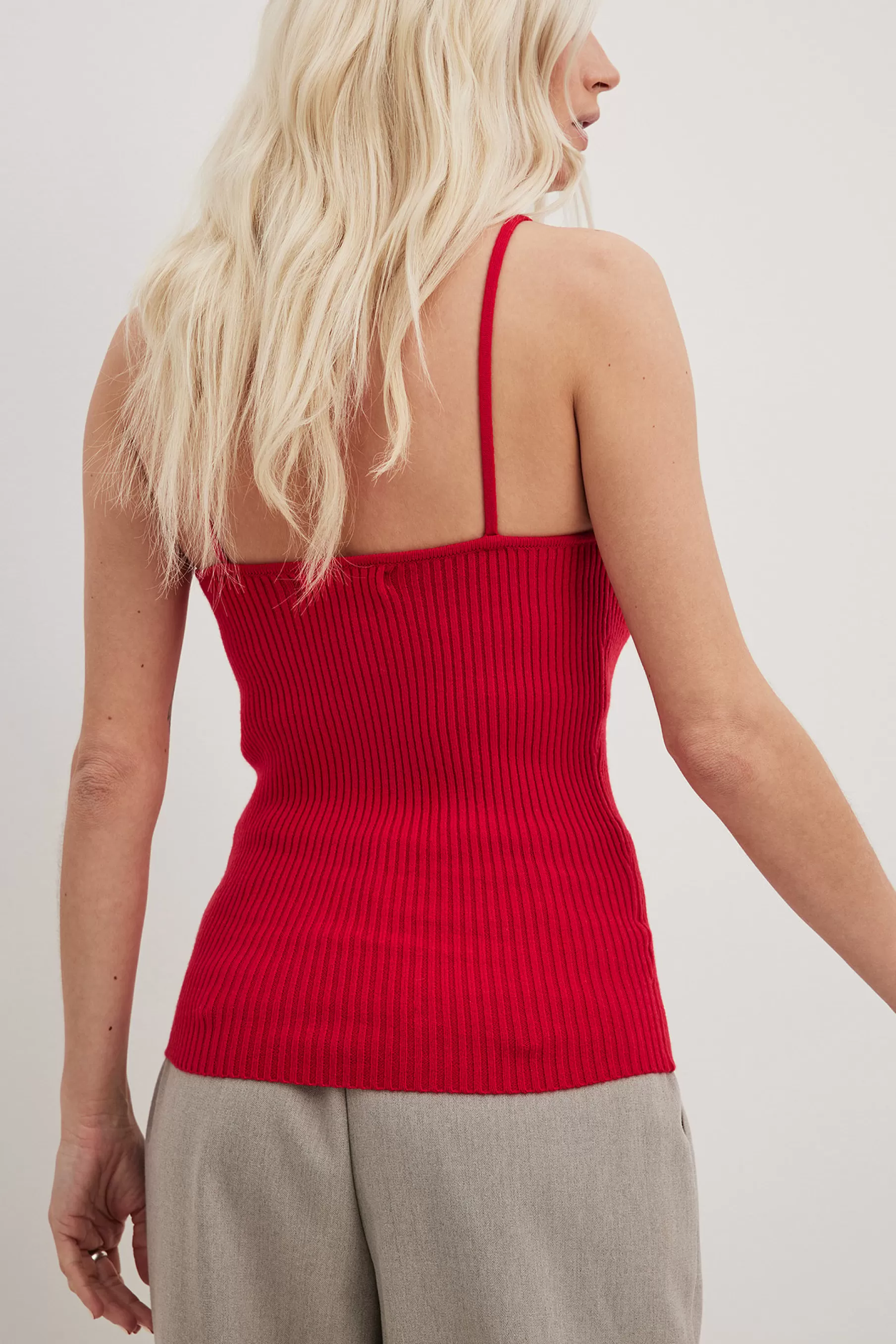 NA-KD Fine Knitted Heartshape Top Red