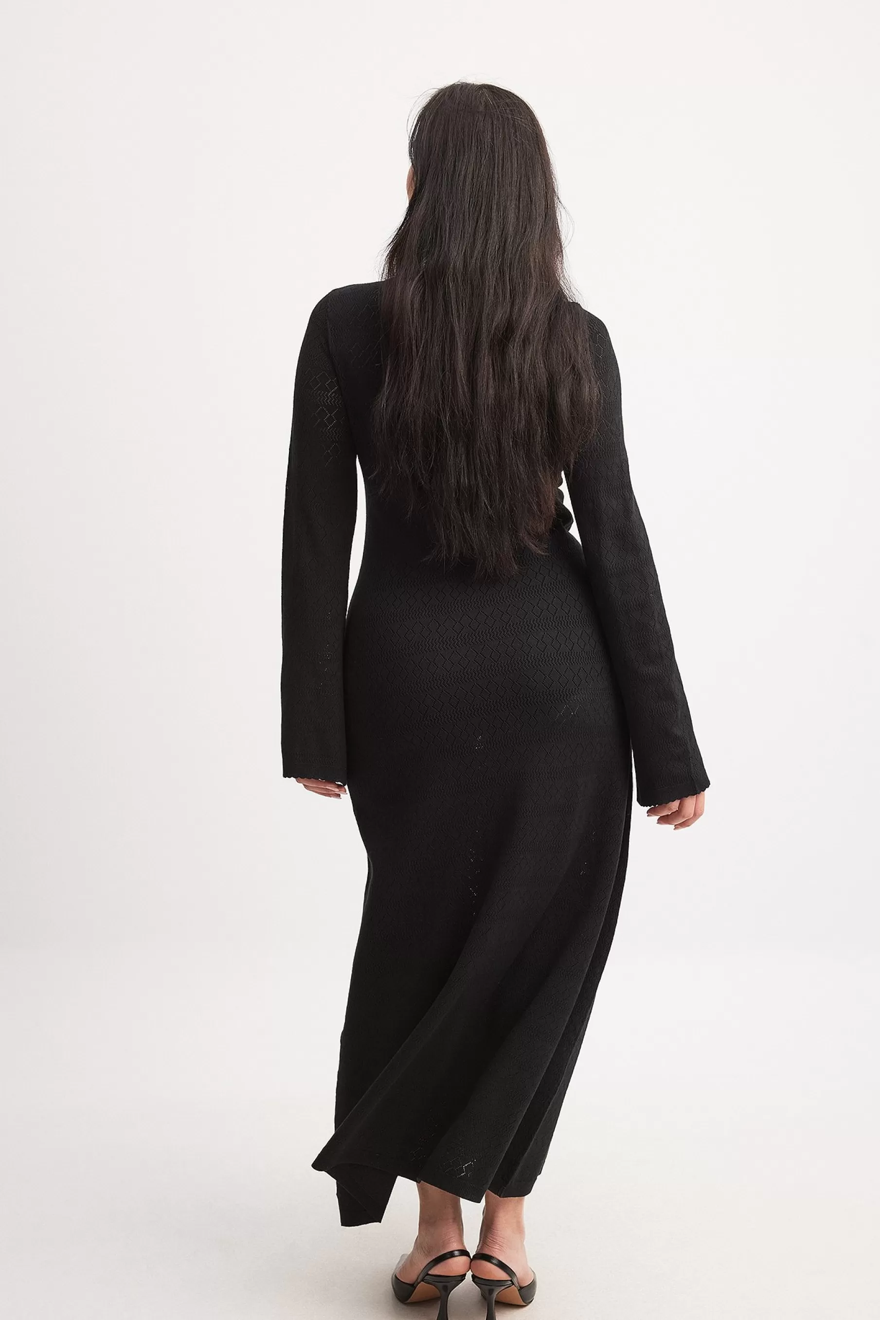 NA-KD Fine Knitted Key Hole Maxi Dress Black