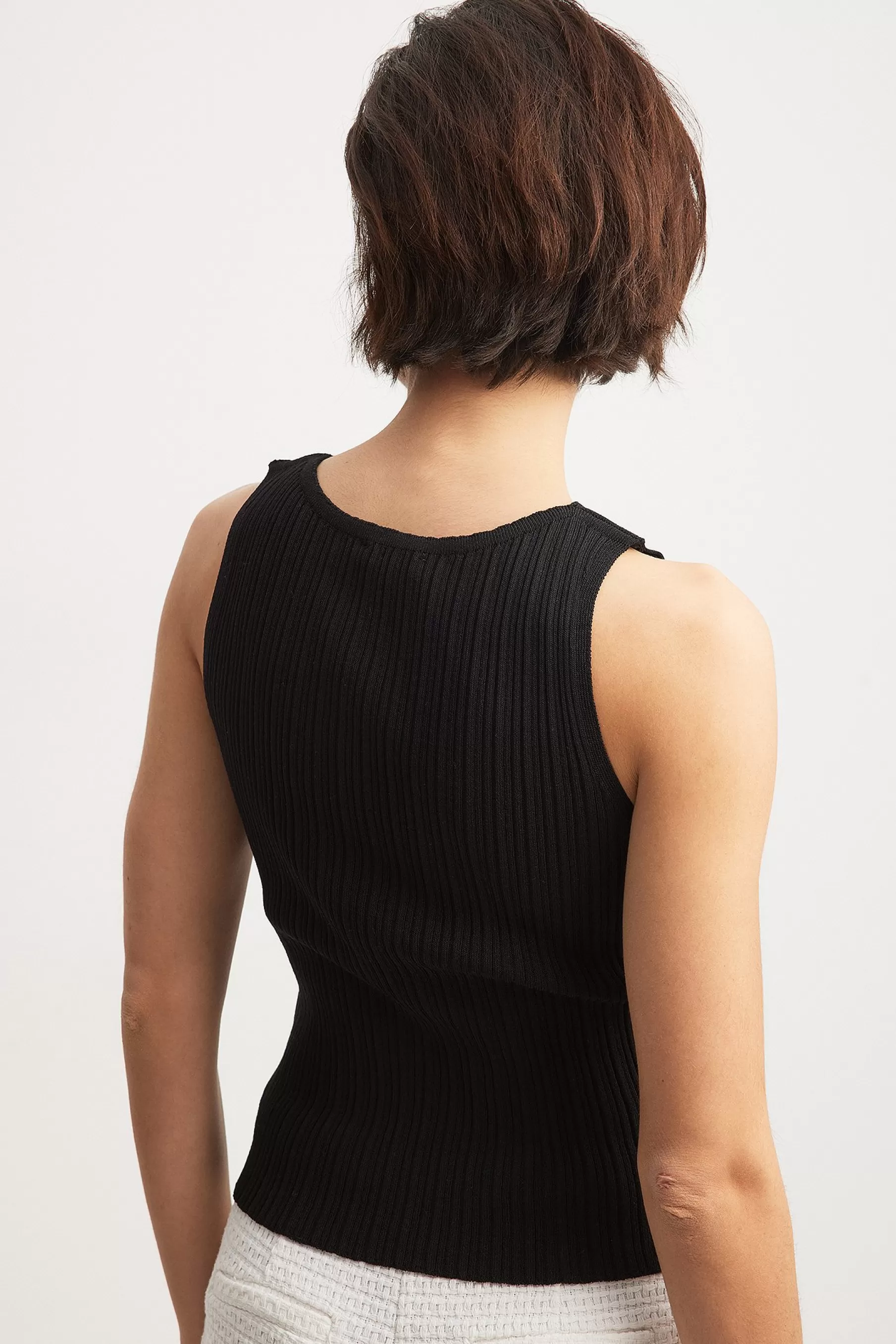 NA-KD Fine Knitted Sleeveless Top Black