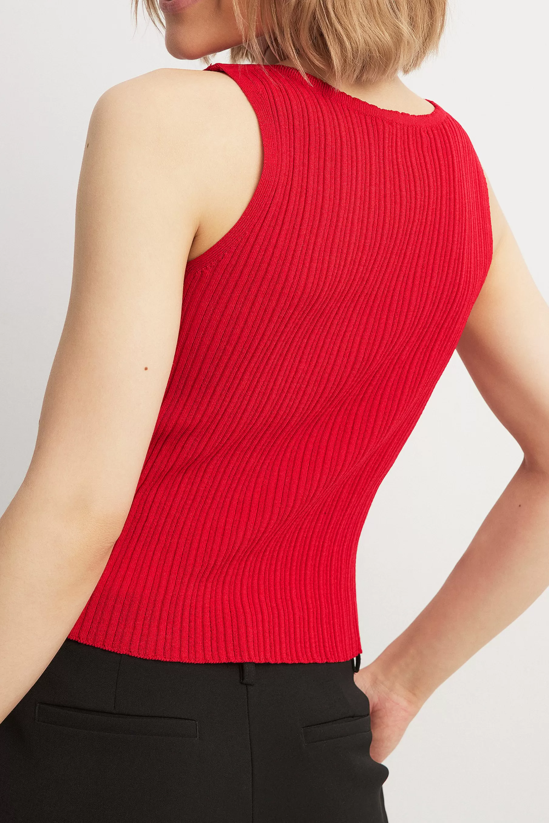 NA-KD Fine Knitted Sleeveless Top Red