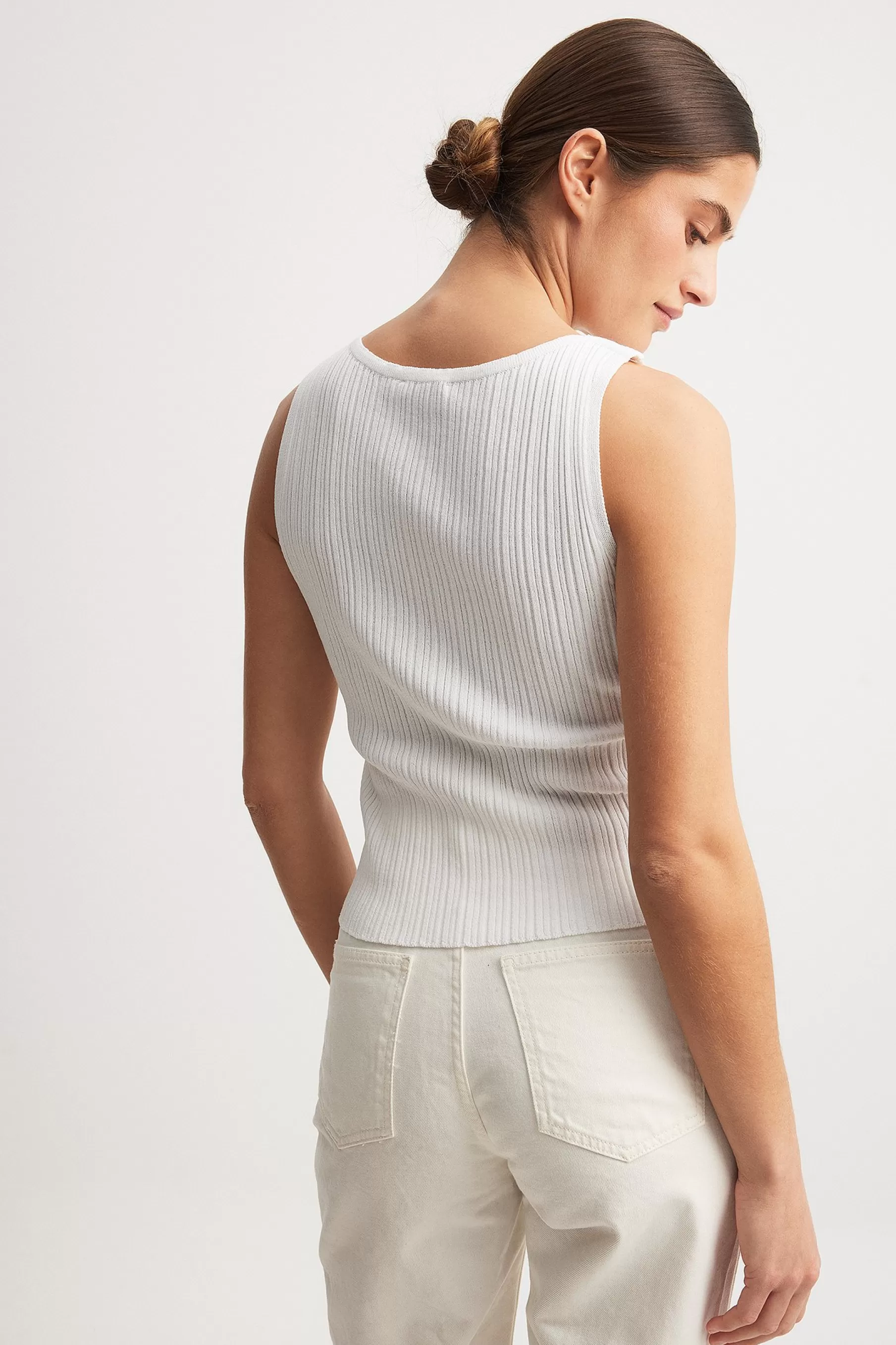 NA-KD Fine Knitted Sleeveless Top White