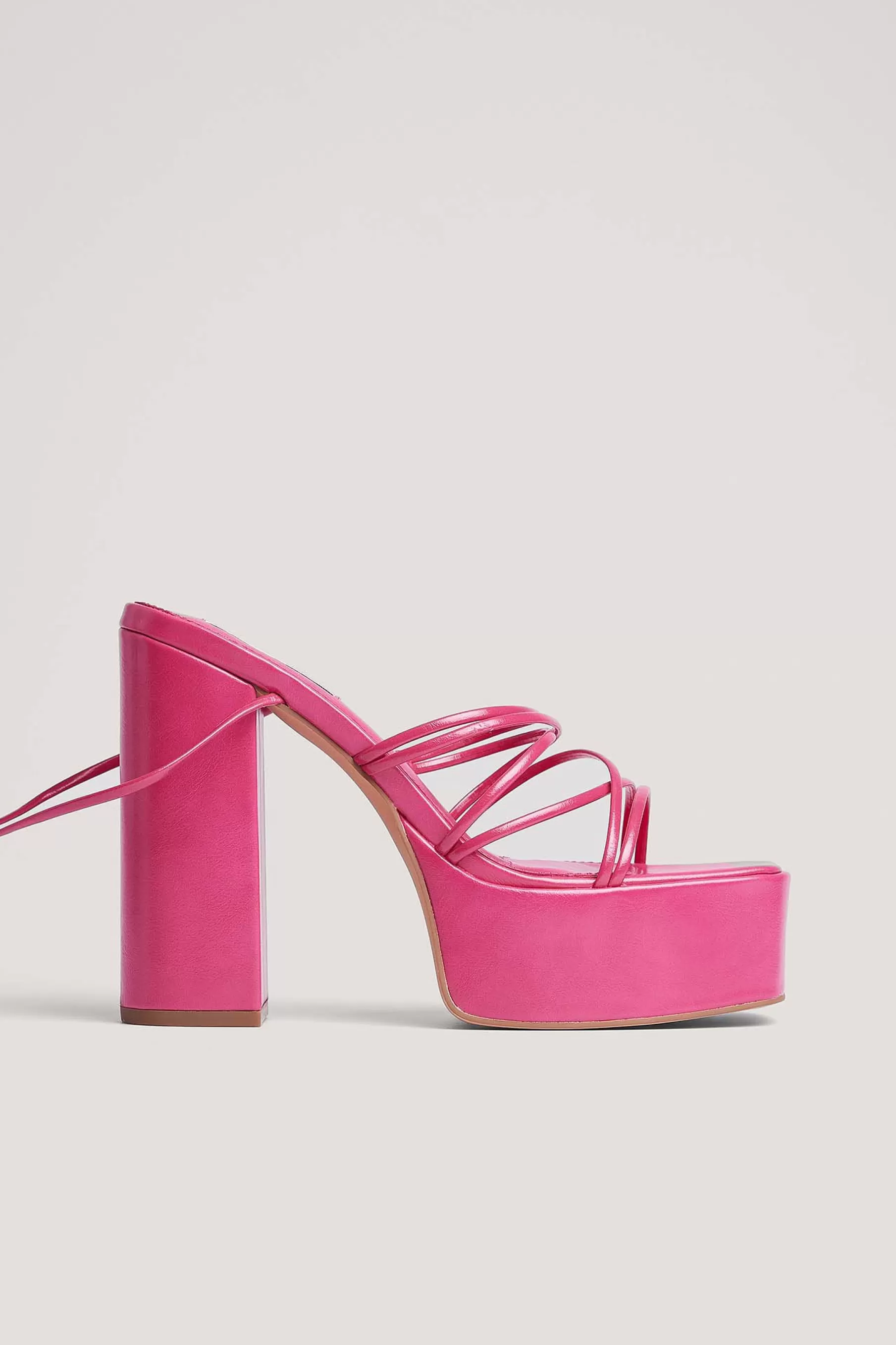 NA-KD Fine Strappy Plateau Heels Pink