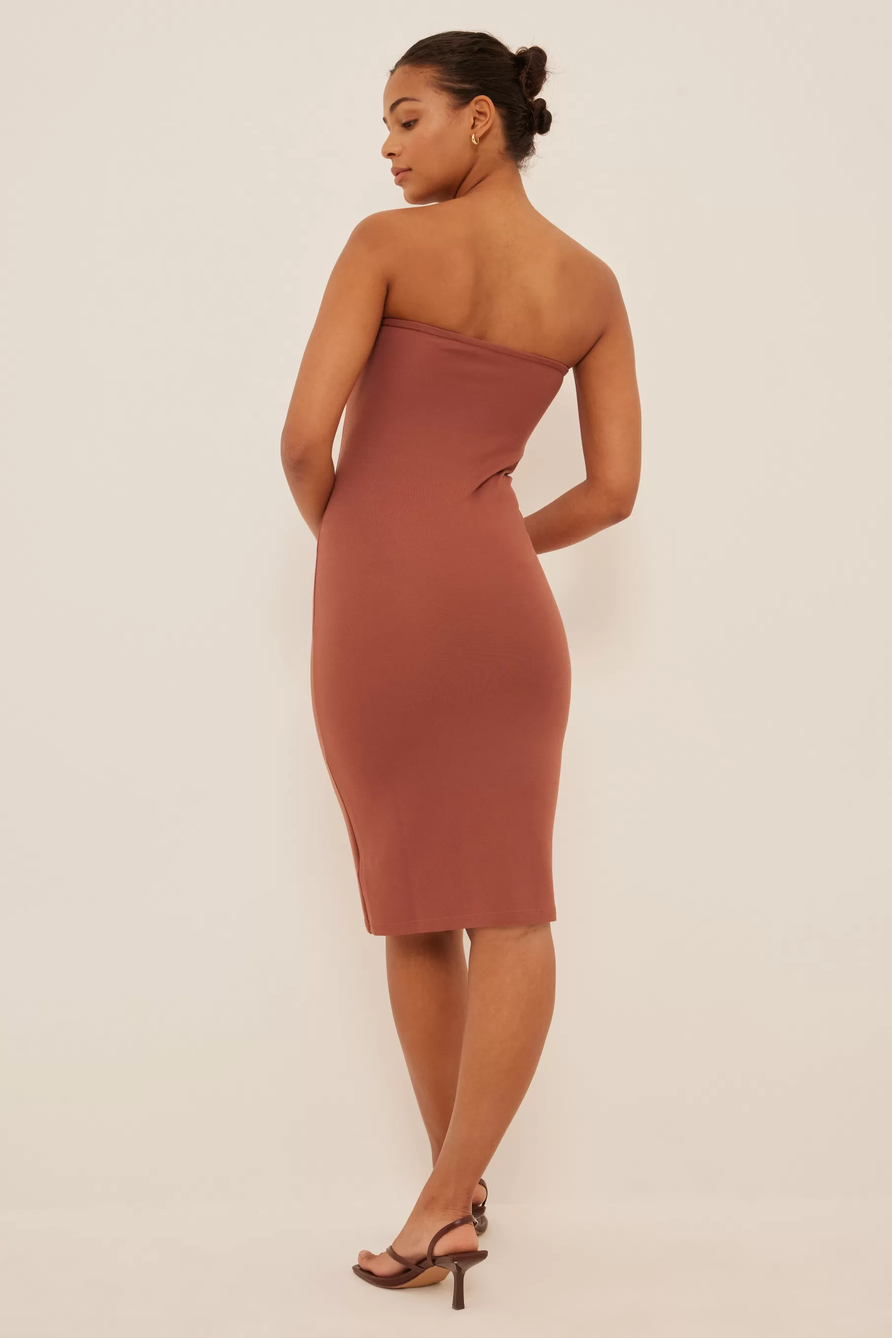 NA-KD Fitted Midi Tube Dress Red