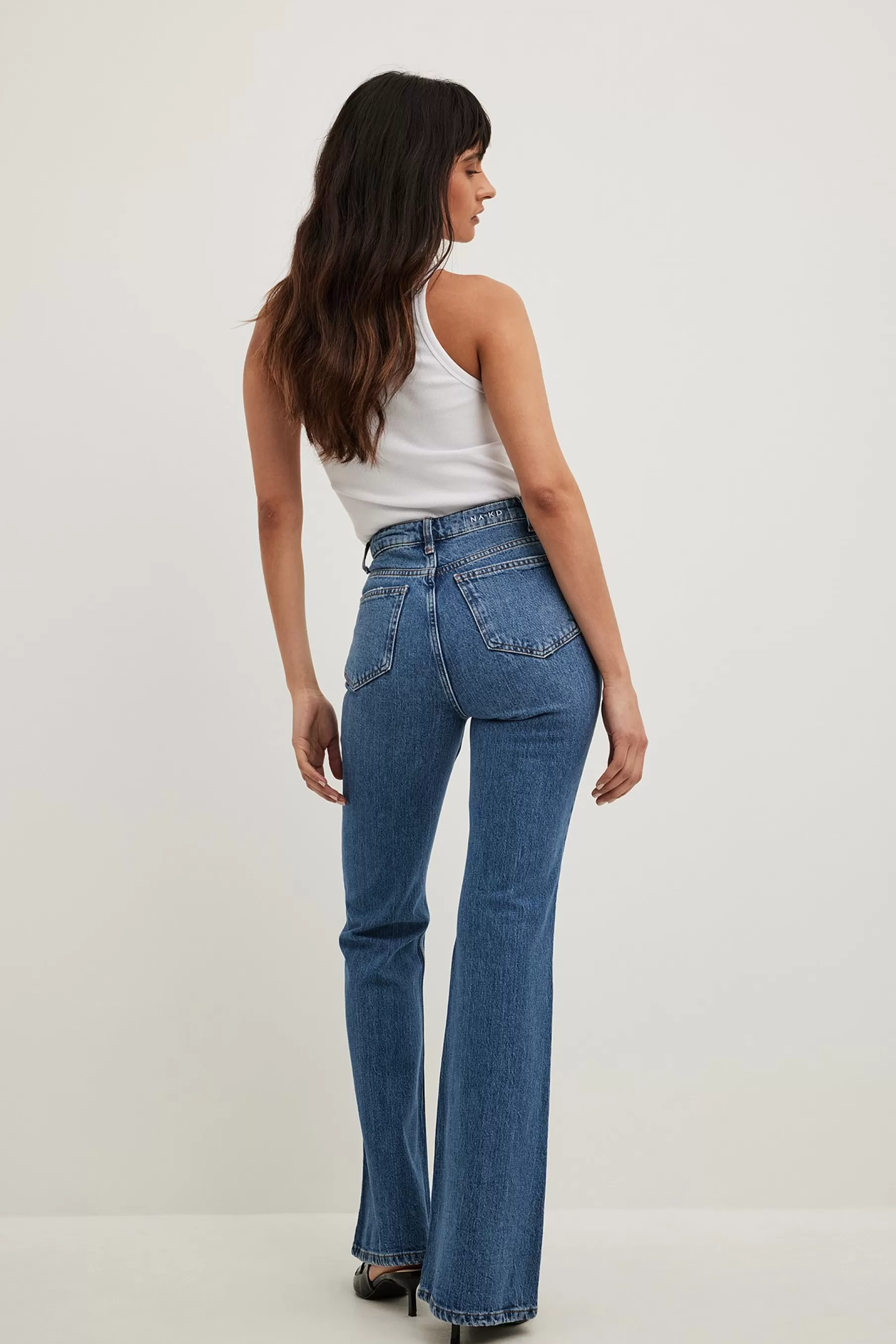 NA-KD Flared High Waist Jeans Blue