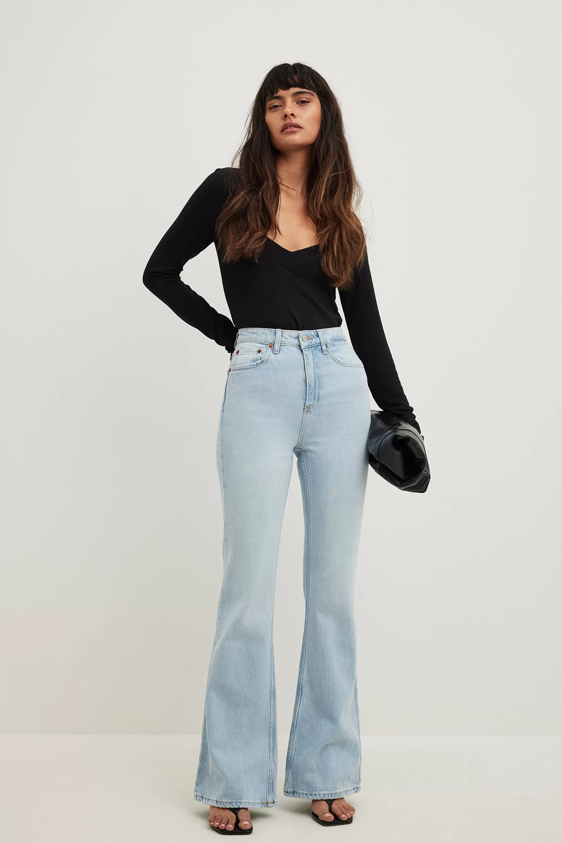 NA-KD Flared High Waist Jeans Blue