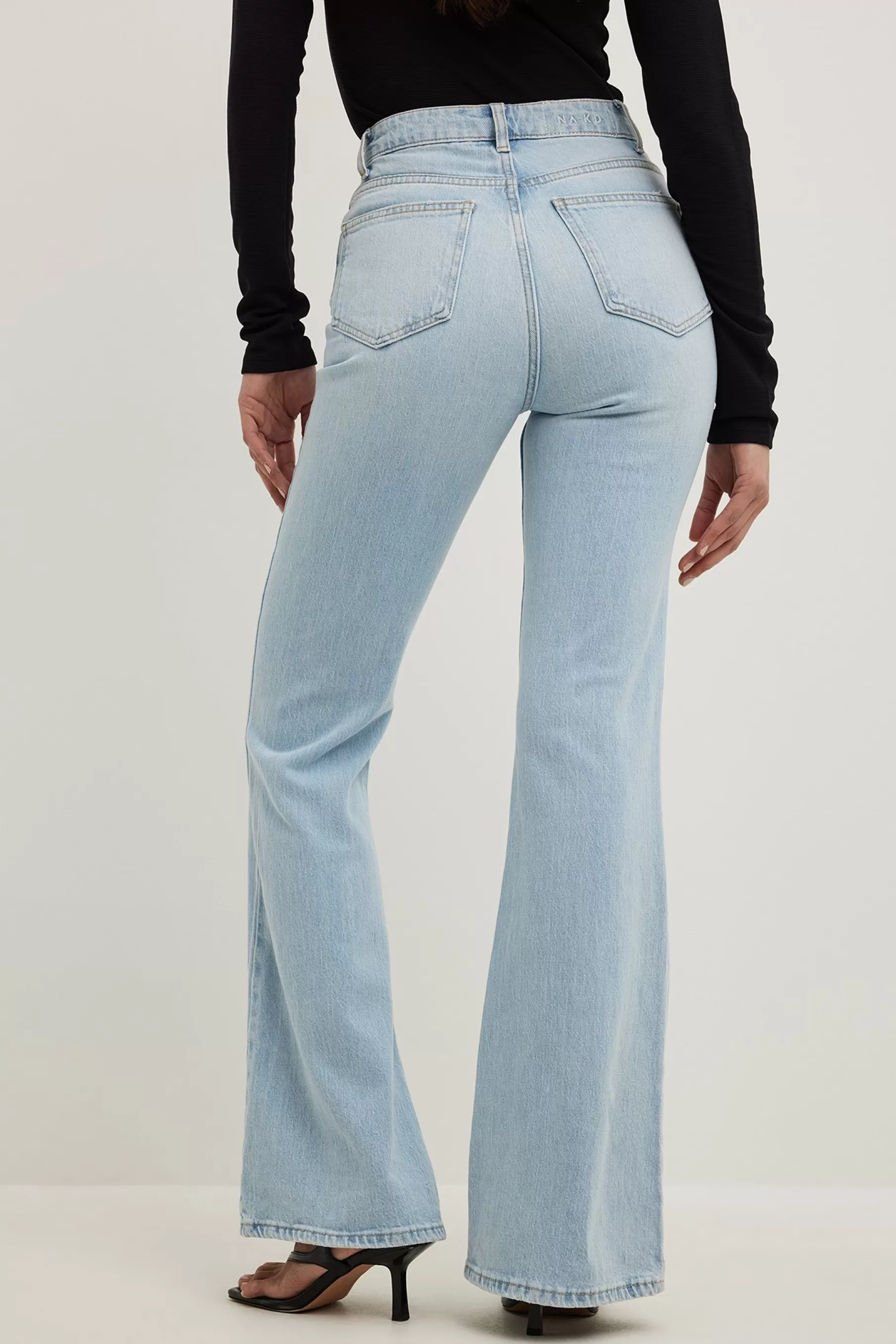 NA-KD Flared High Waist Jeans Blue