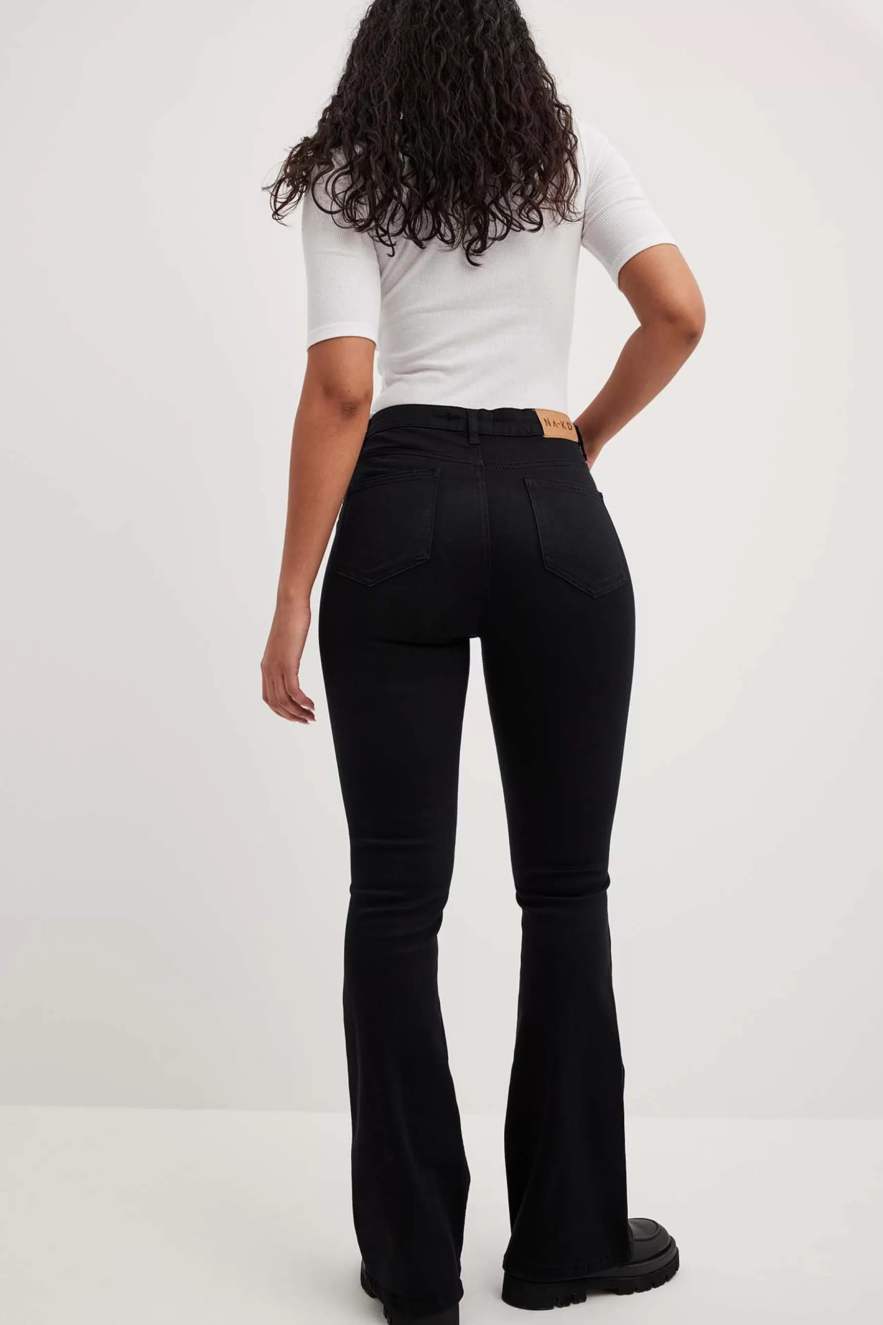 NA-KD Flared High Waist Stretch Jeans Black