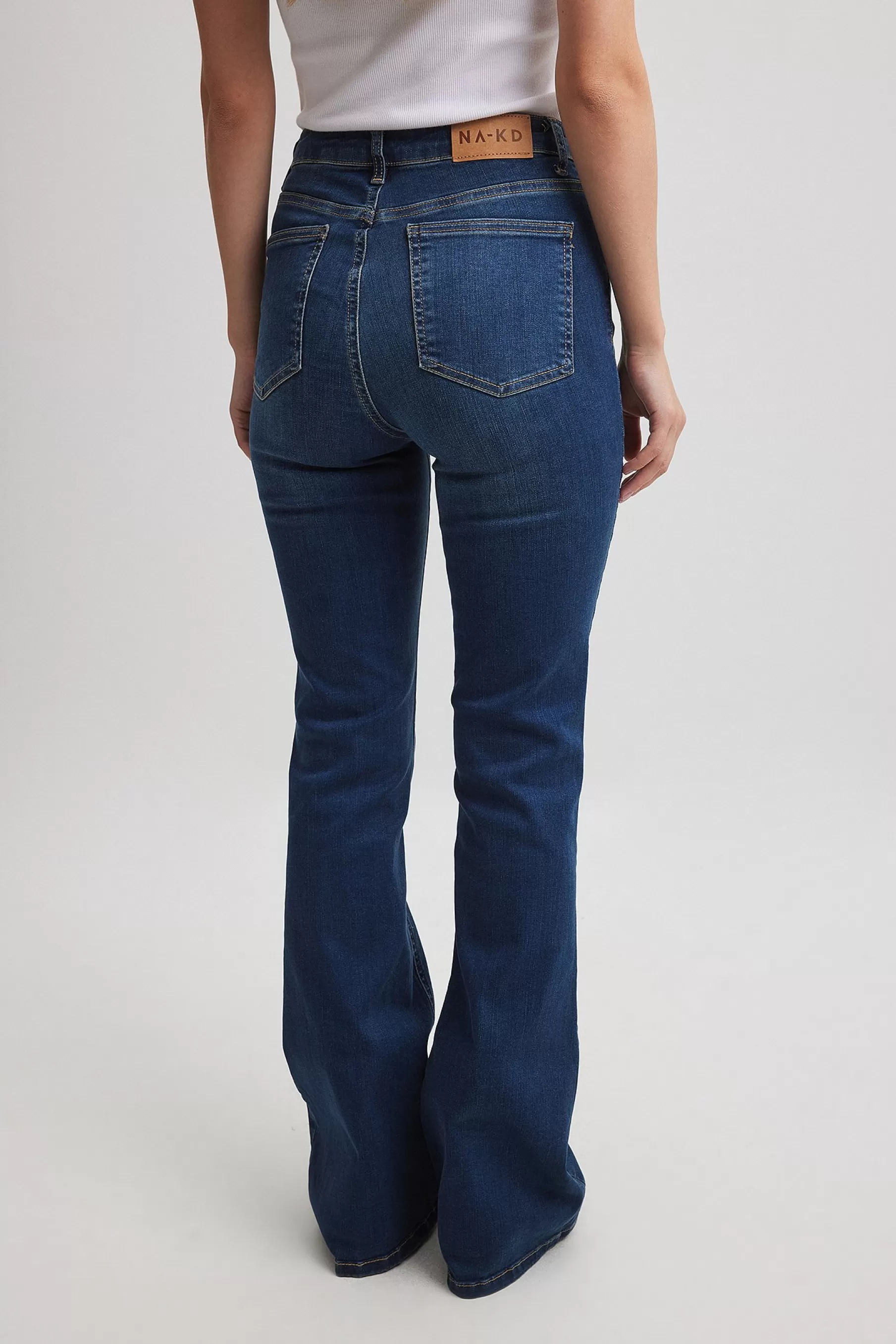 NA-KD Flared High Waist Stretch Jeans Blue