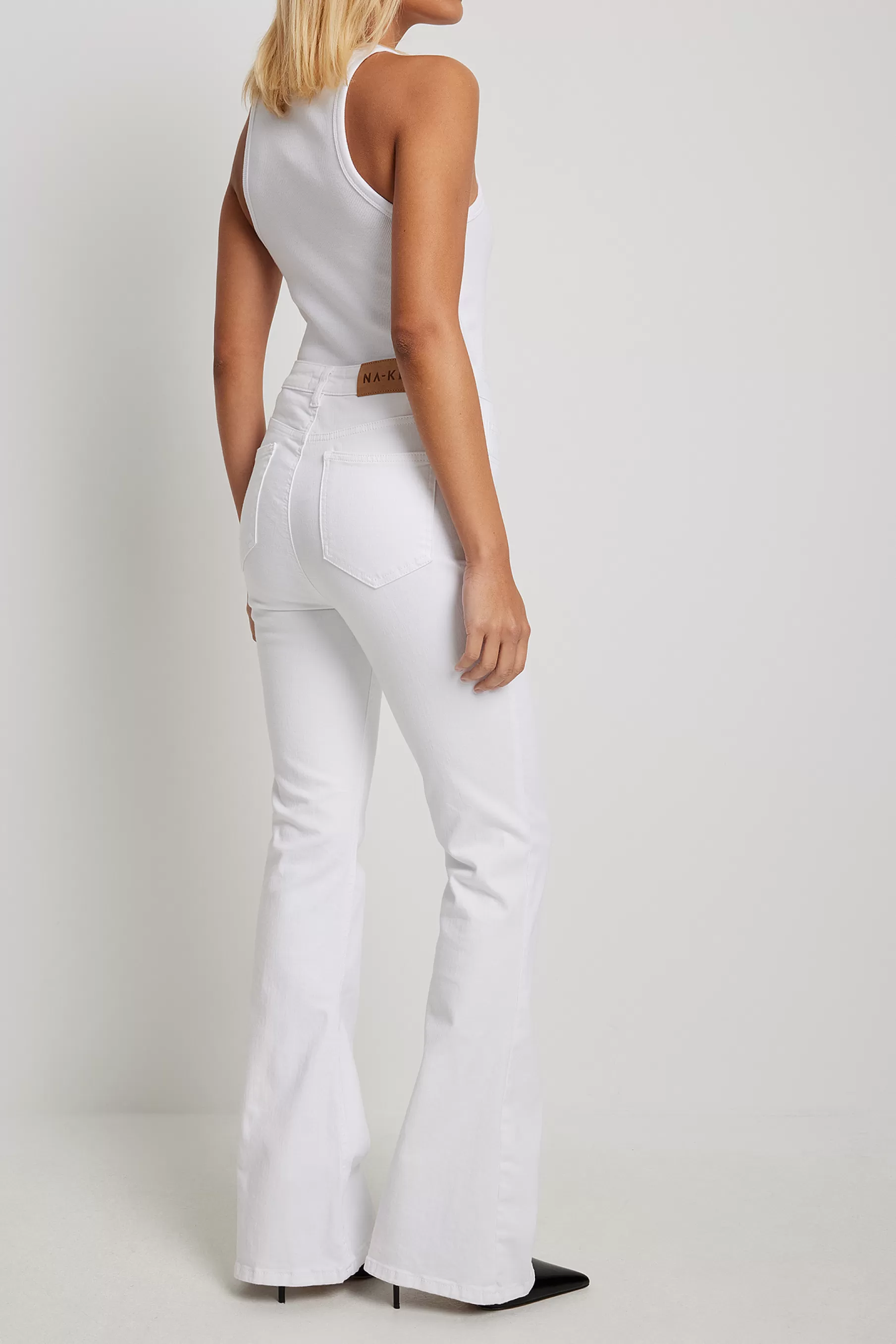 NA-KD Flared High Waist Stretch Jeans White