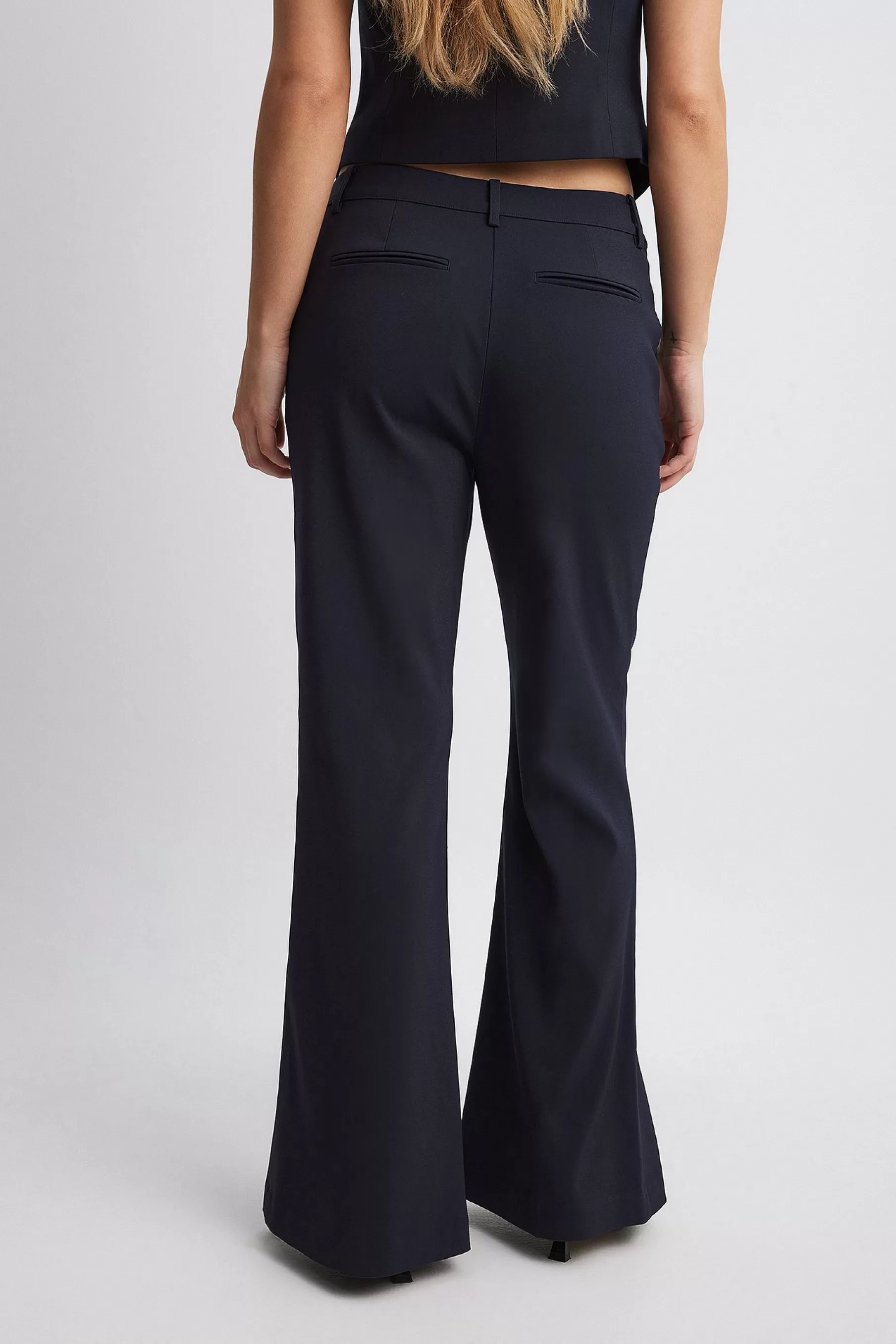 NA-KD Flared Mid Waist Suit Pants Blue