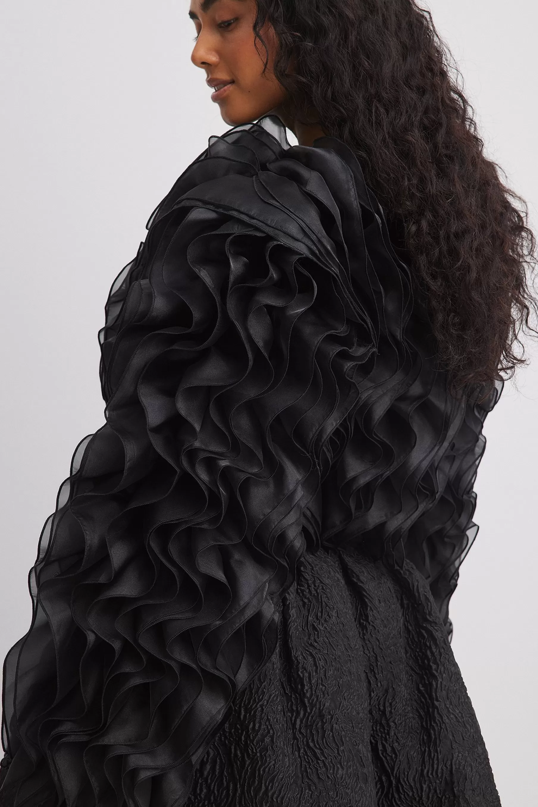 NA-KD Flounce Detail Jacket Black