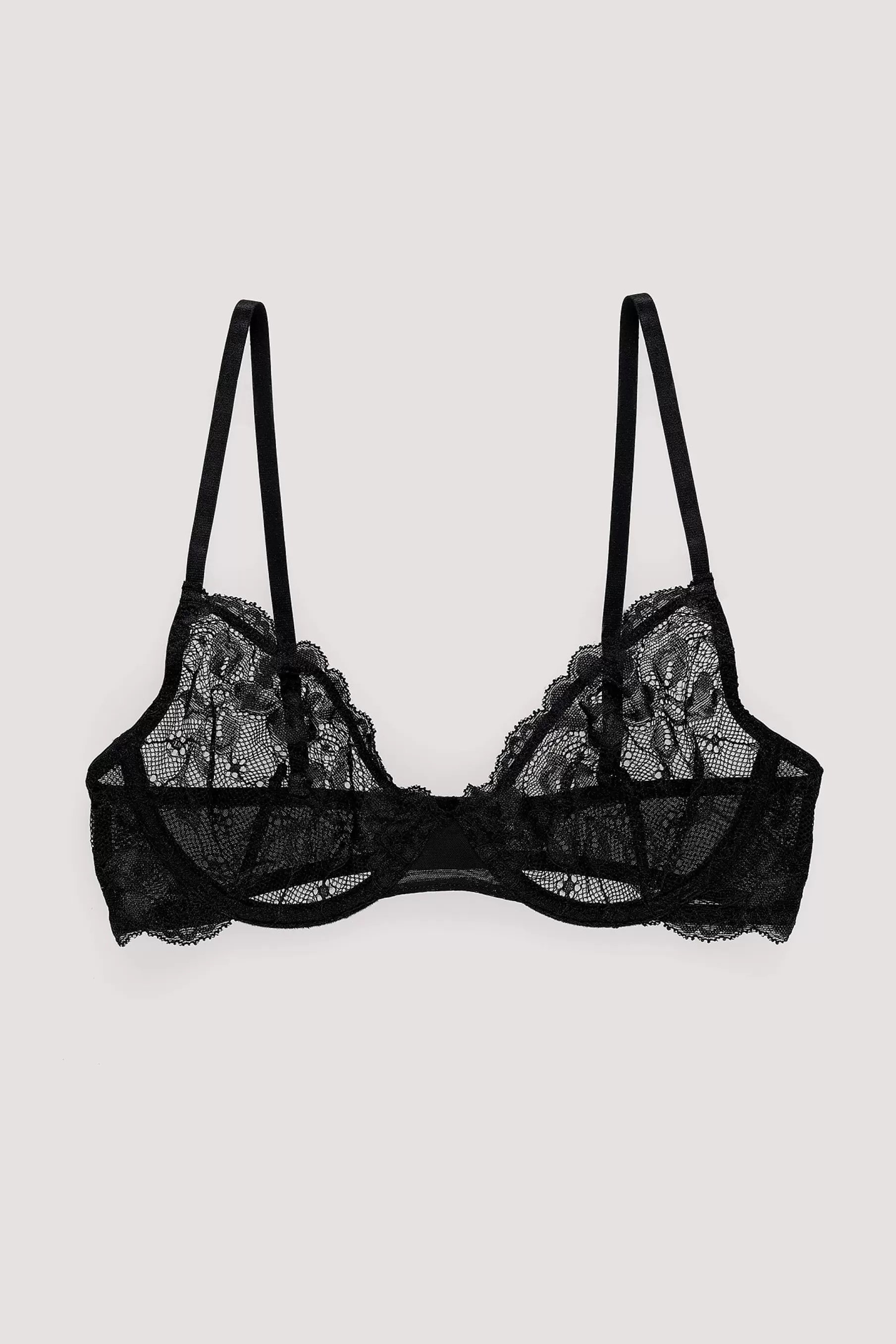 NA-KD Flower Detail Lace Bra Black