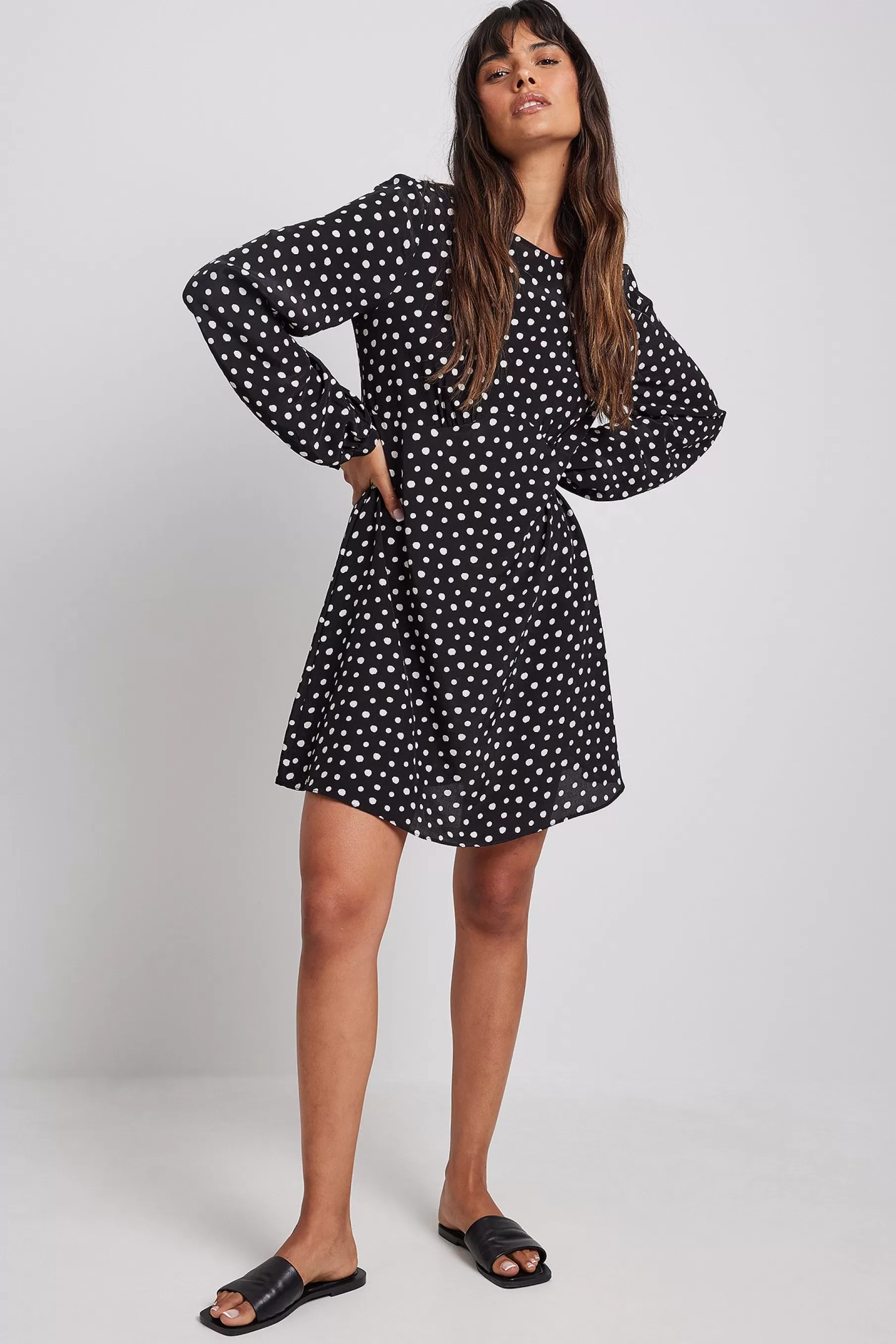 NA-KD Flowy Bow Detail Mini Dress Dotted