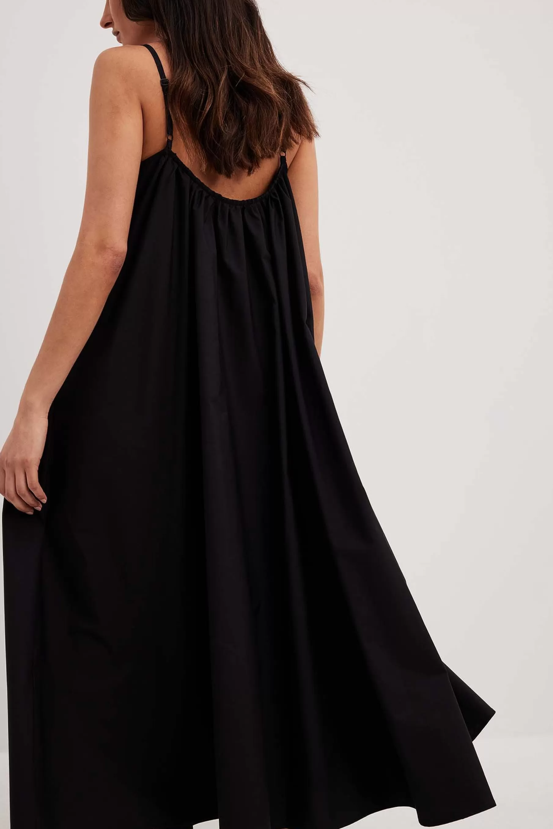 NA-KD Flowy Cotton Midi Dress Black