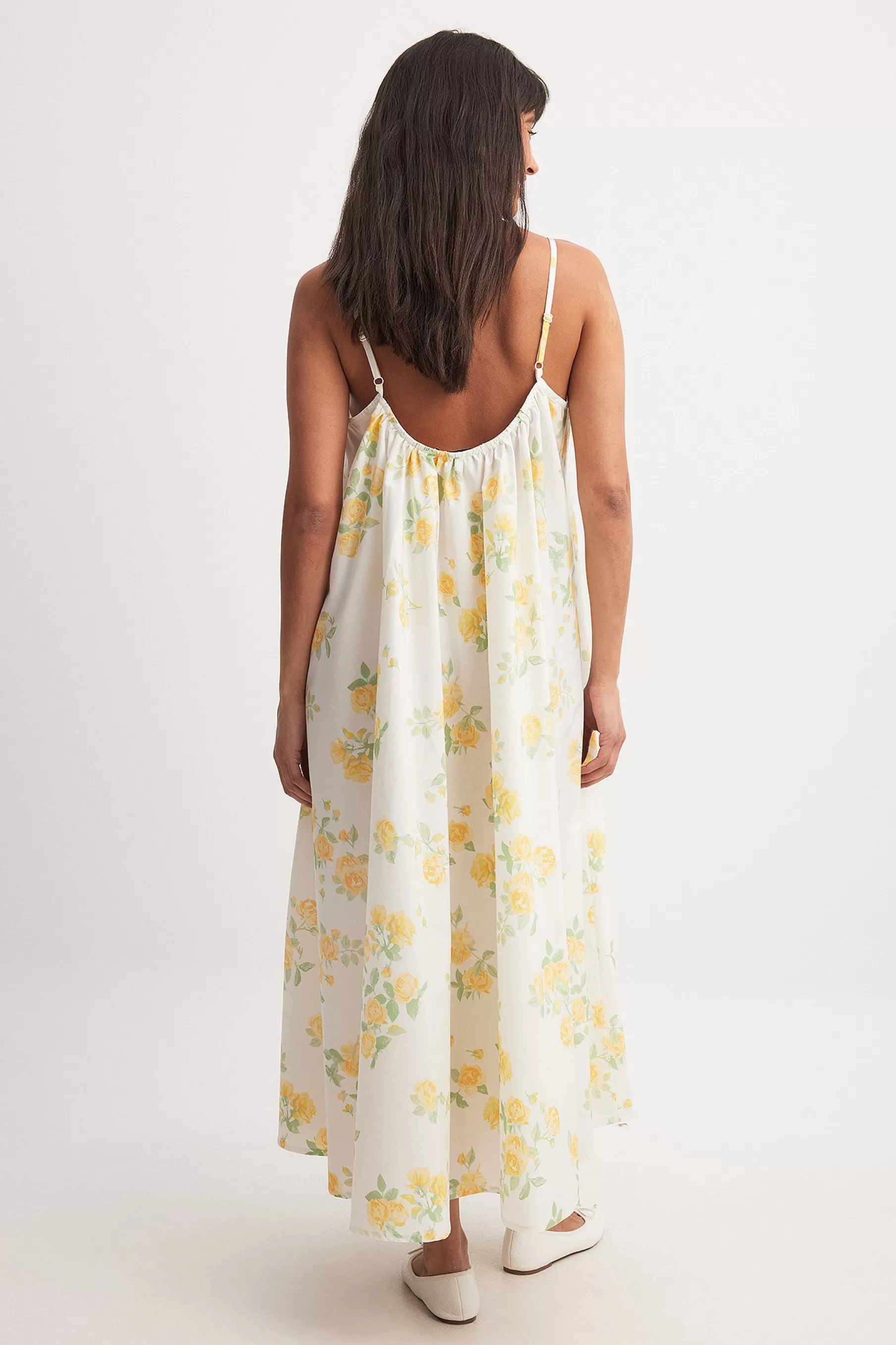 NA-KD Flowy Cotton Midi Dress Flower