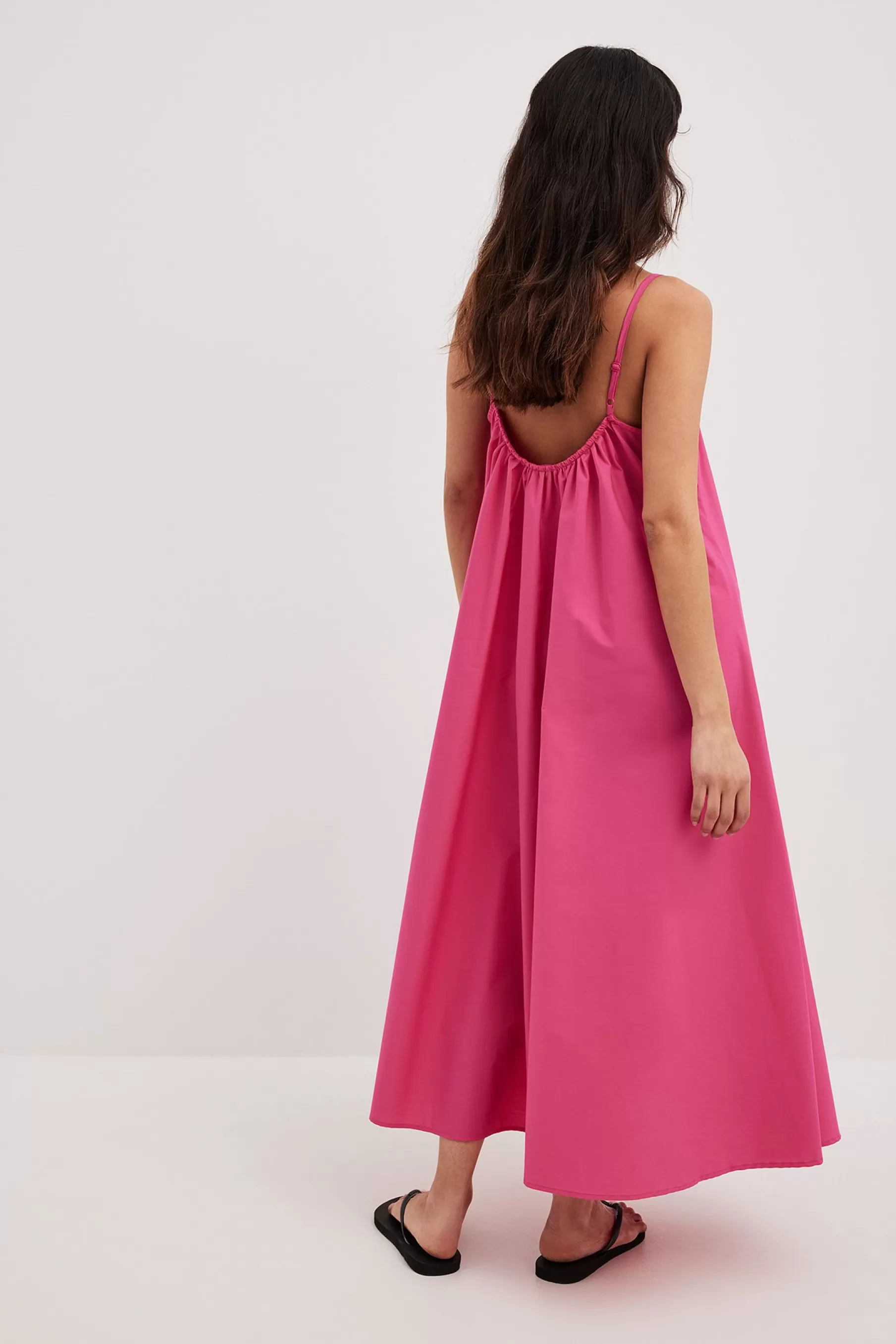 NA-KD Flowy Cotton Midi Dress Pink