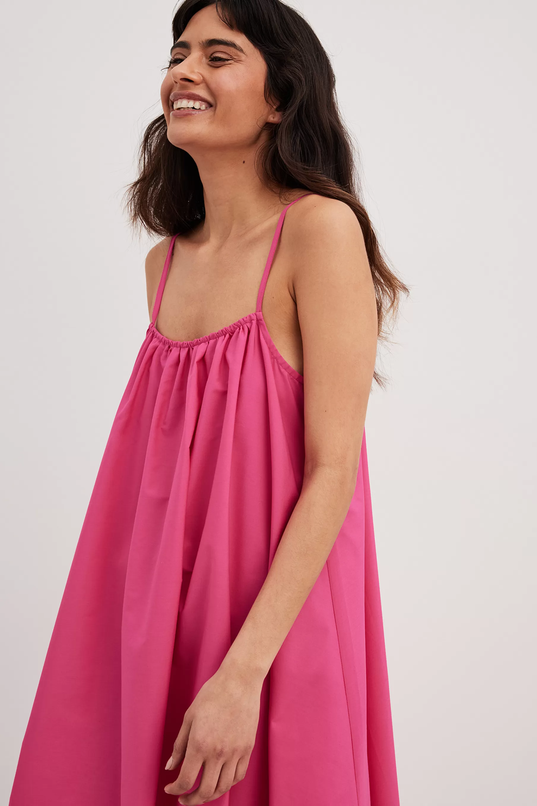 NA-KD Flowy Cotton Midi Dress Pink