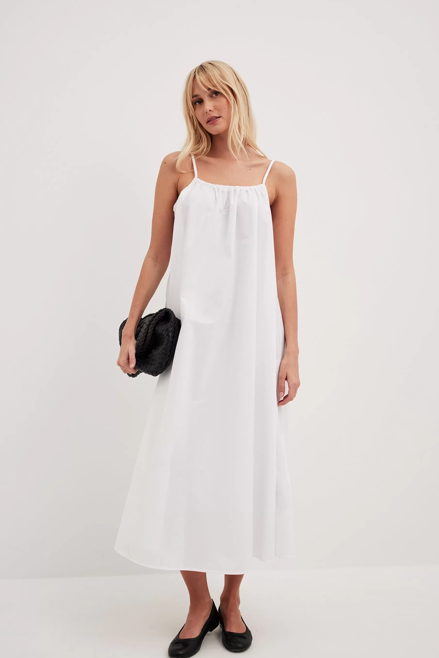 NA-KD Flowy Cotton Midi Dress White