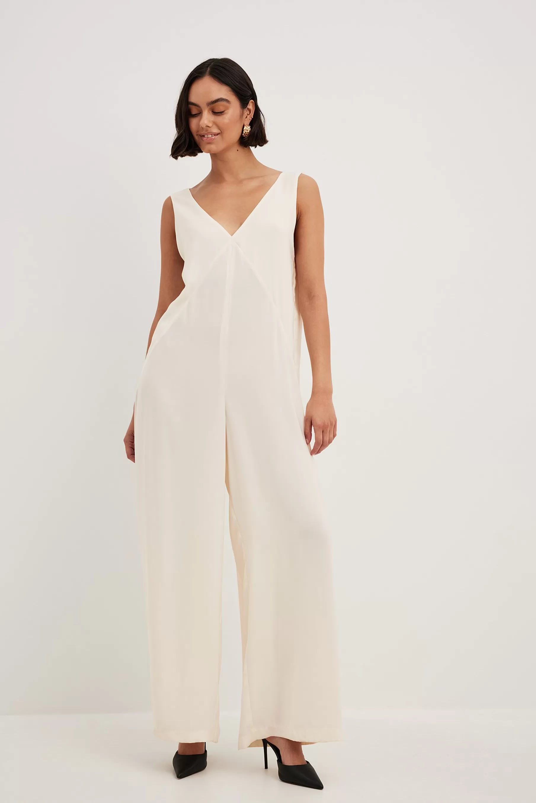 NA-KD Flowy Jumpsuit Offwhite