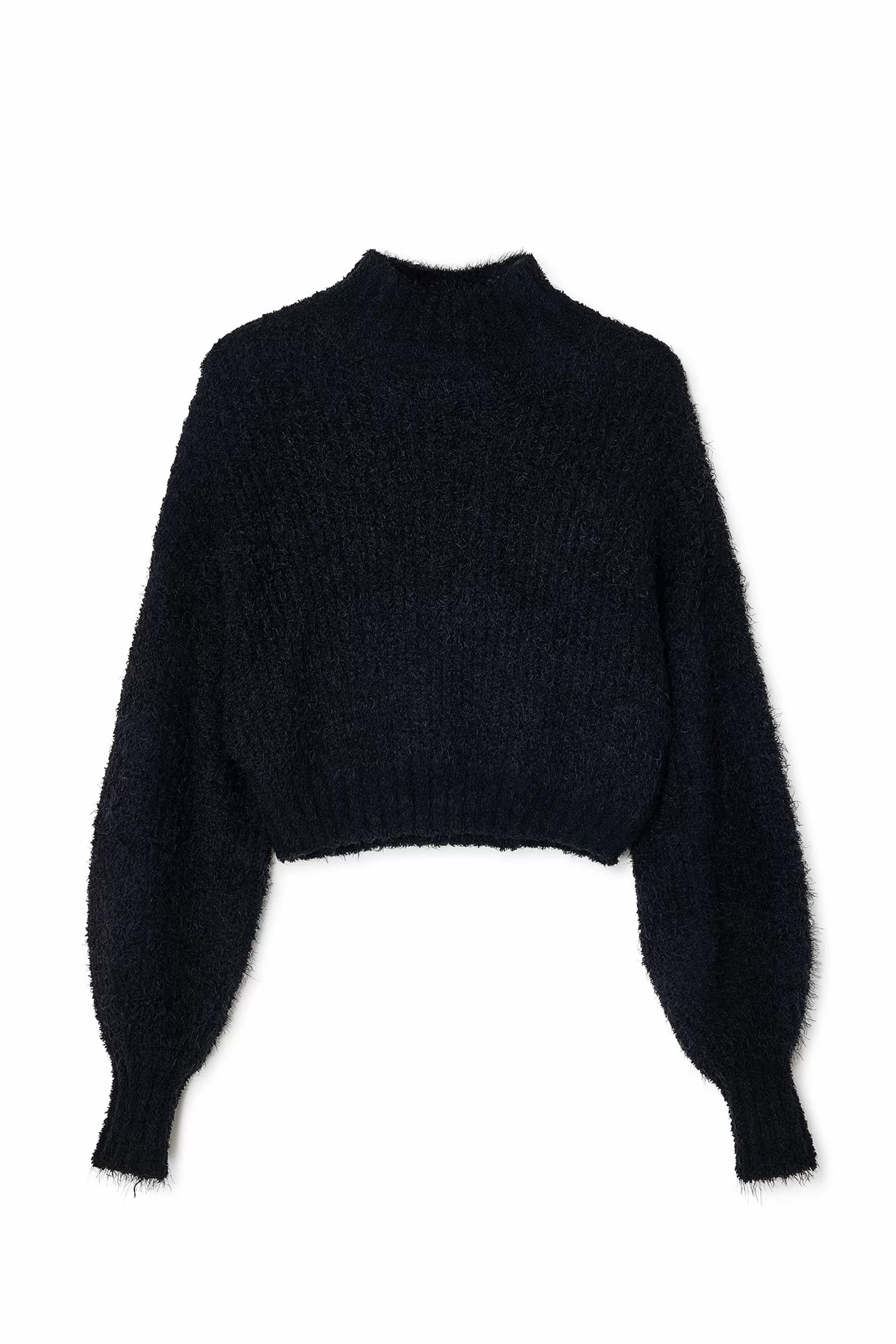 NA-KD Fluffy Knitted Turtleneck Sweater Black