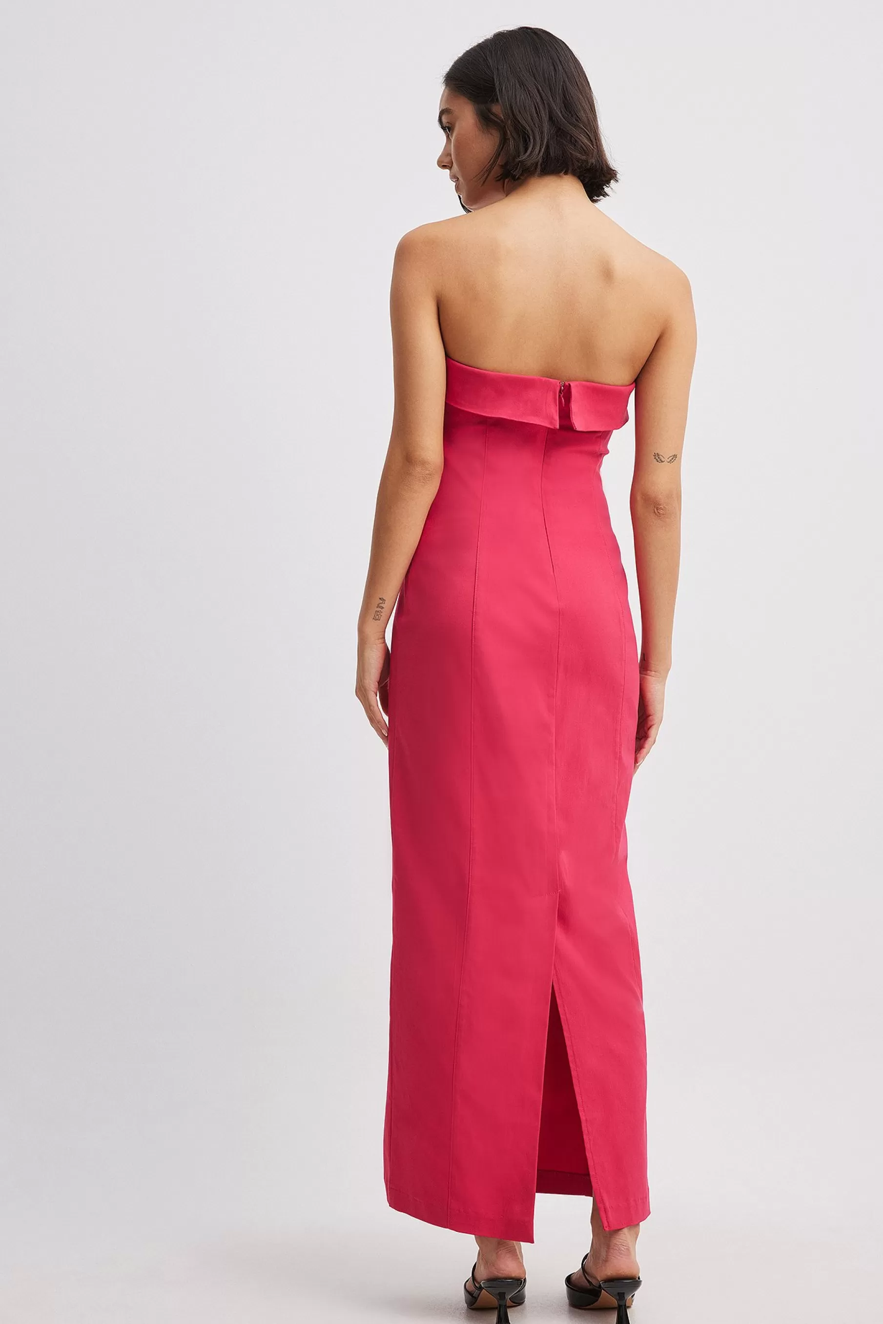 NA-KD Fold Detail Bandeau Maxi Dress Pink