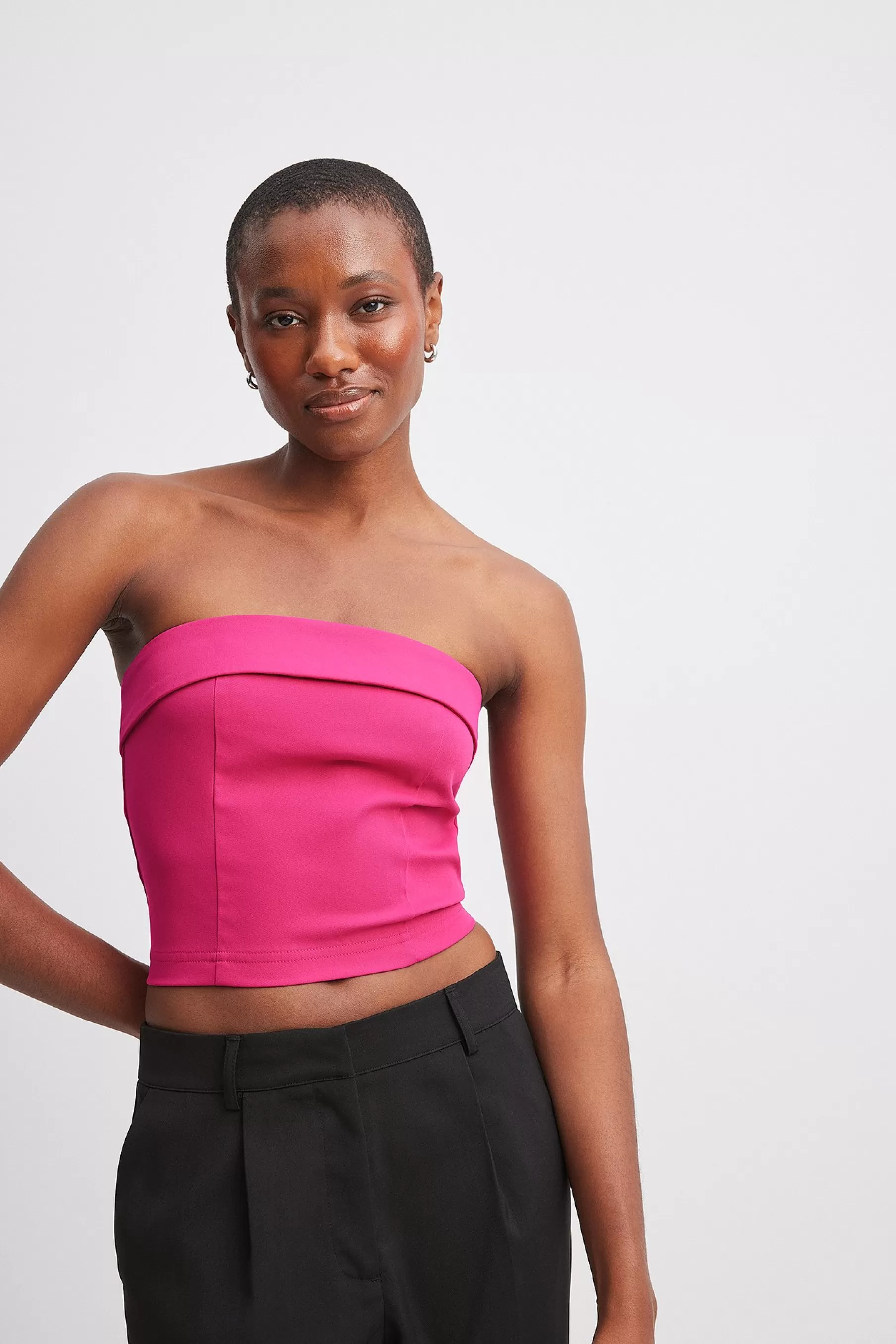 NA-KD Folded Corset Top Pink