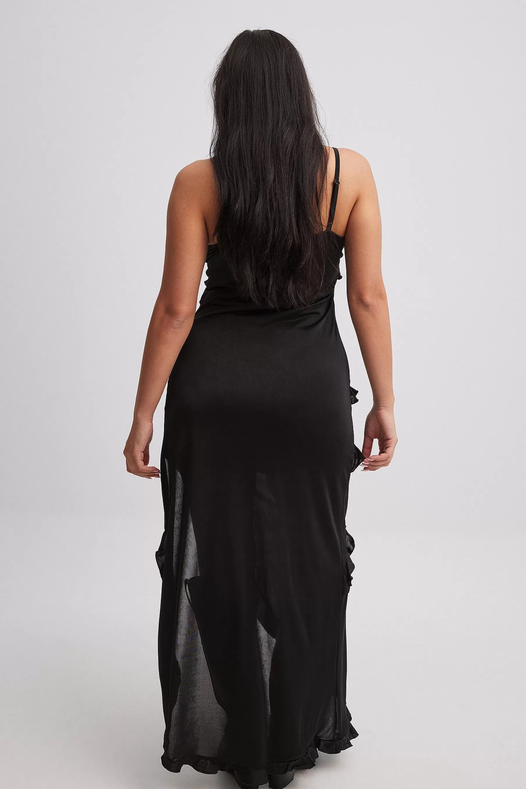 NA-KD Frill Maxi Dress Black