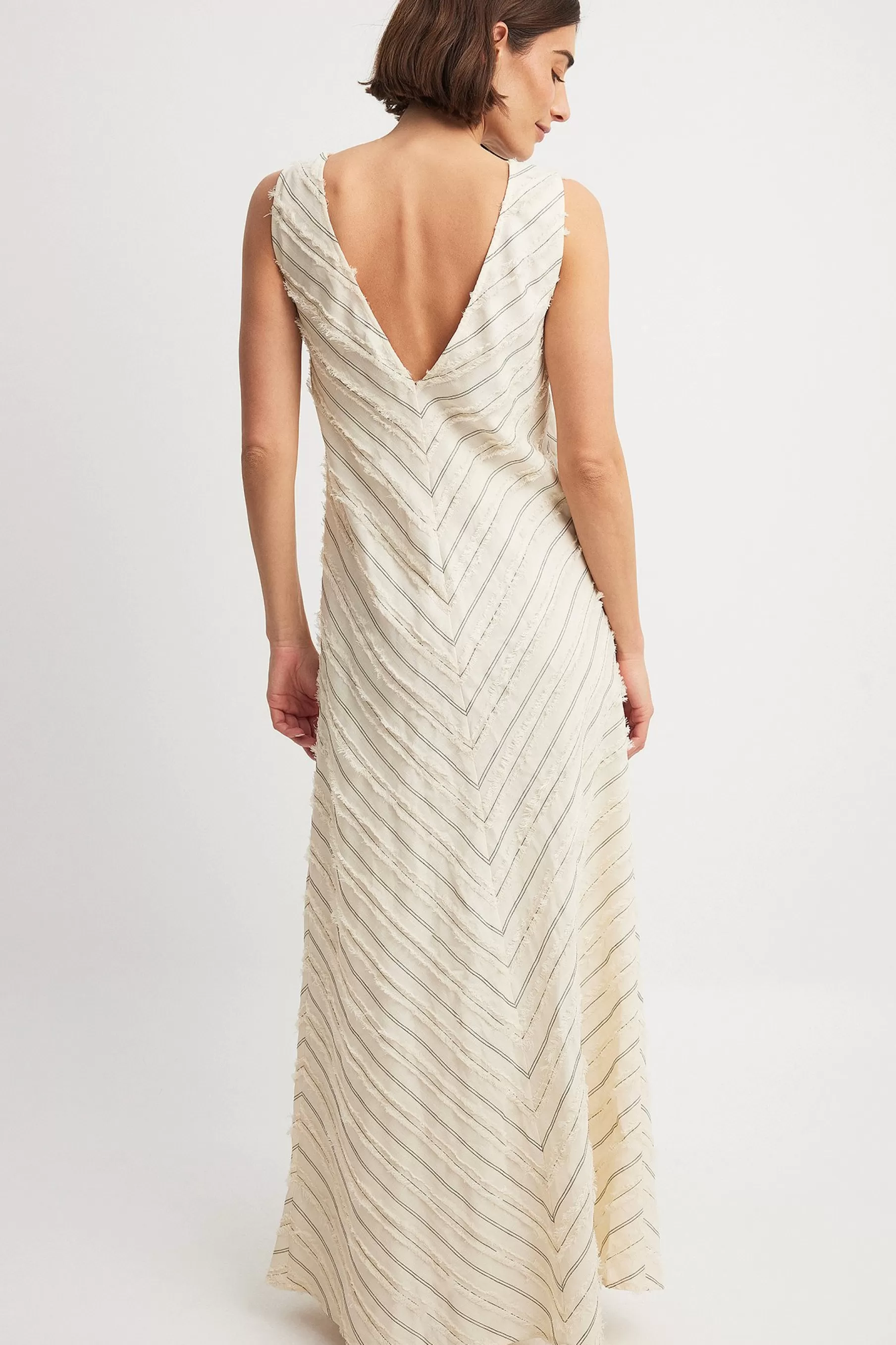 NA-KD Fringed Sleeveless Maxi Dress Offwhite