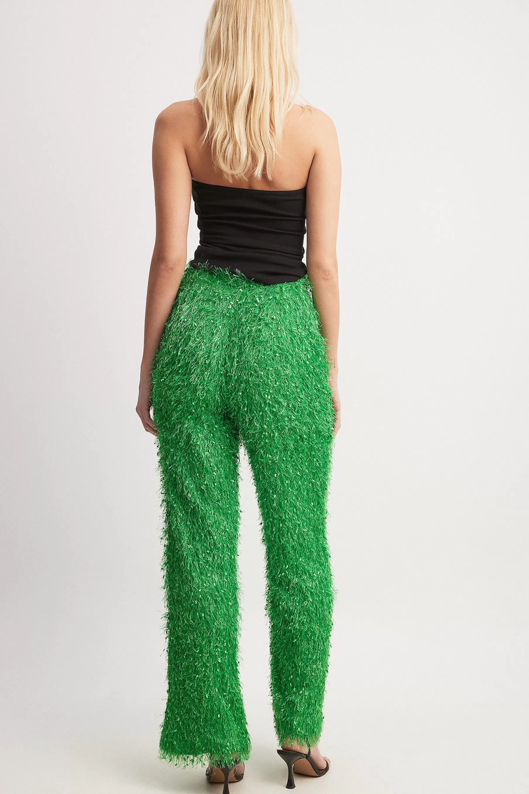 NA-KD Fringed Suit Pants Green