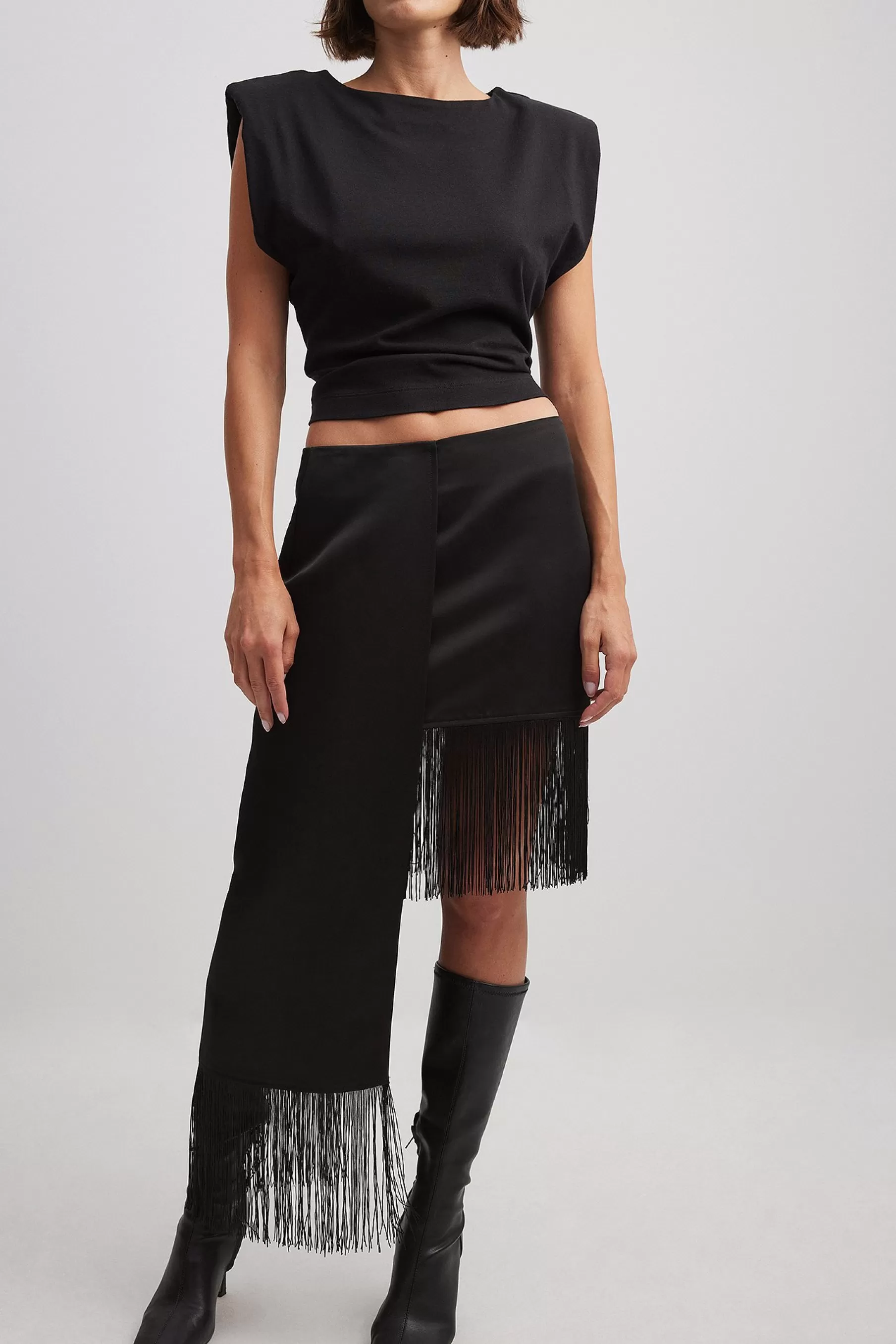 NA-KD Fringes Mini Skirt Black