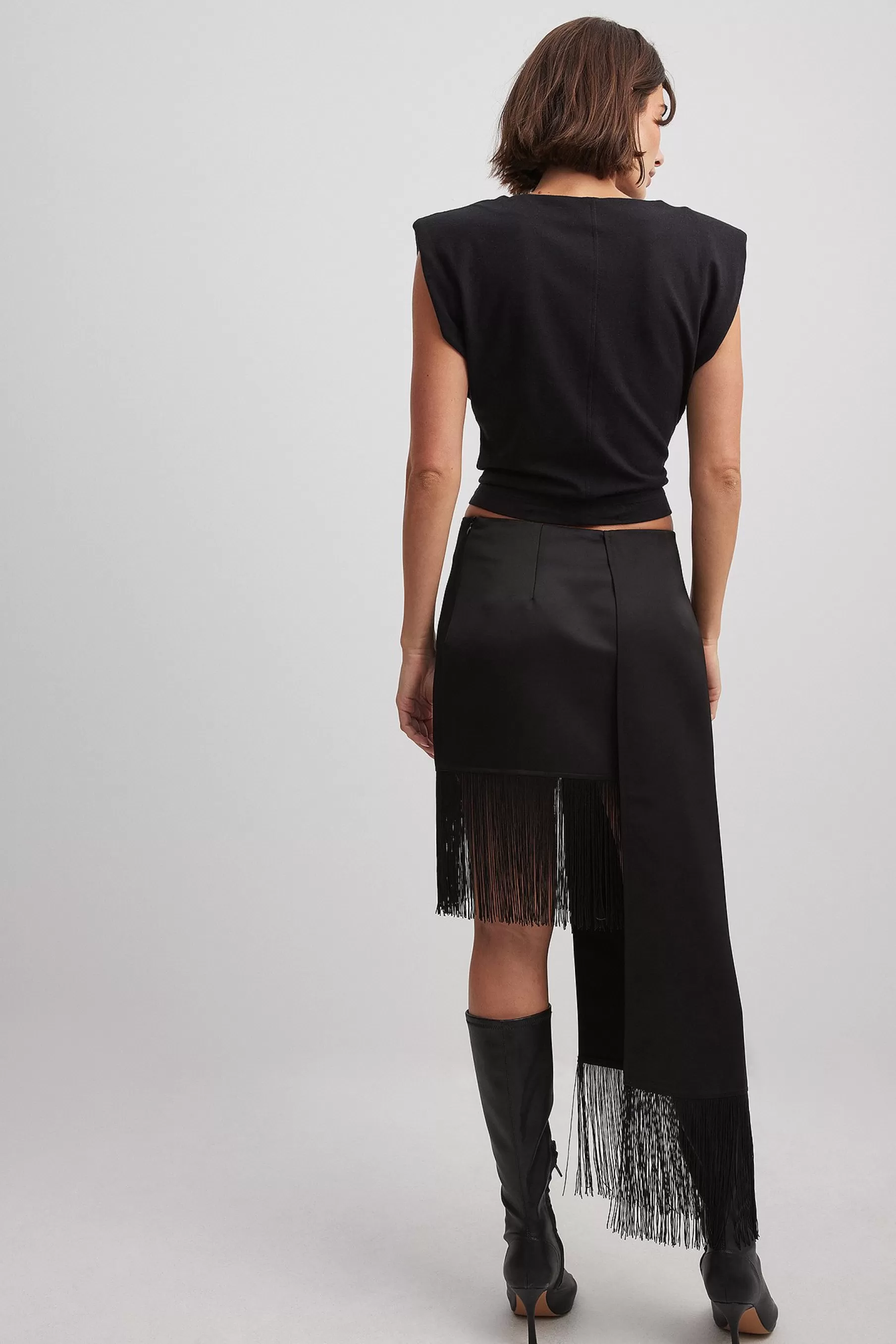 NA-KD Fringes Mini Skirt Black