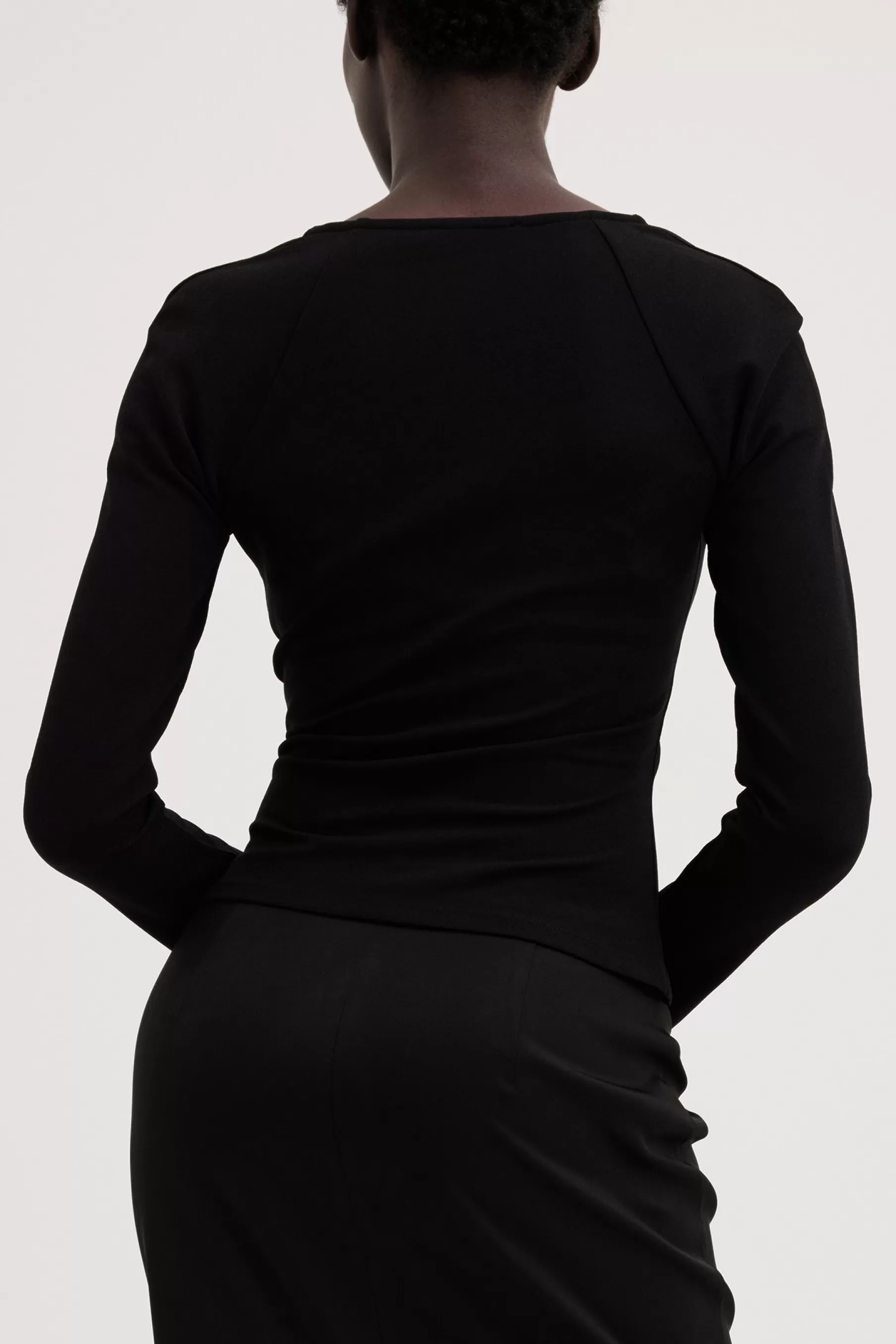 NA-KD Front Button Long Sleeve Top Black