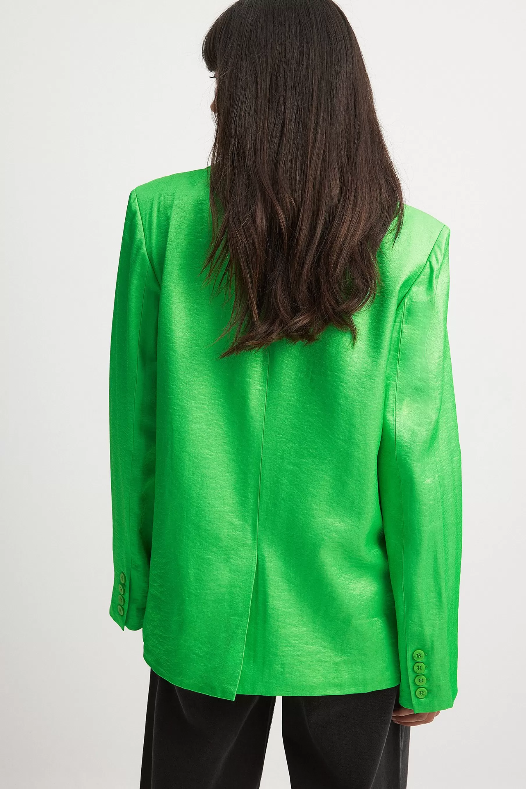 NA-KD Front Pocket Oversized Blazer Green