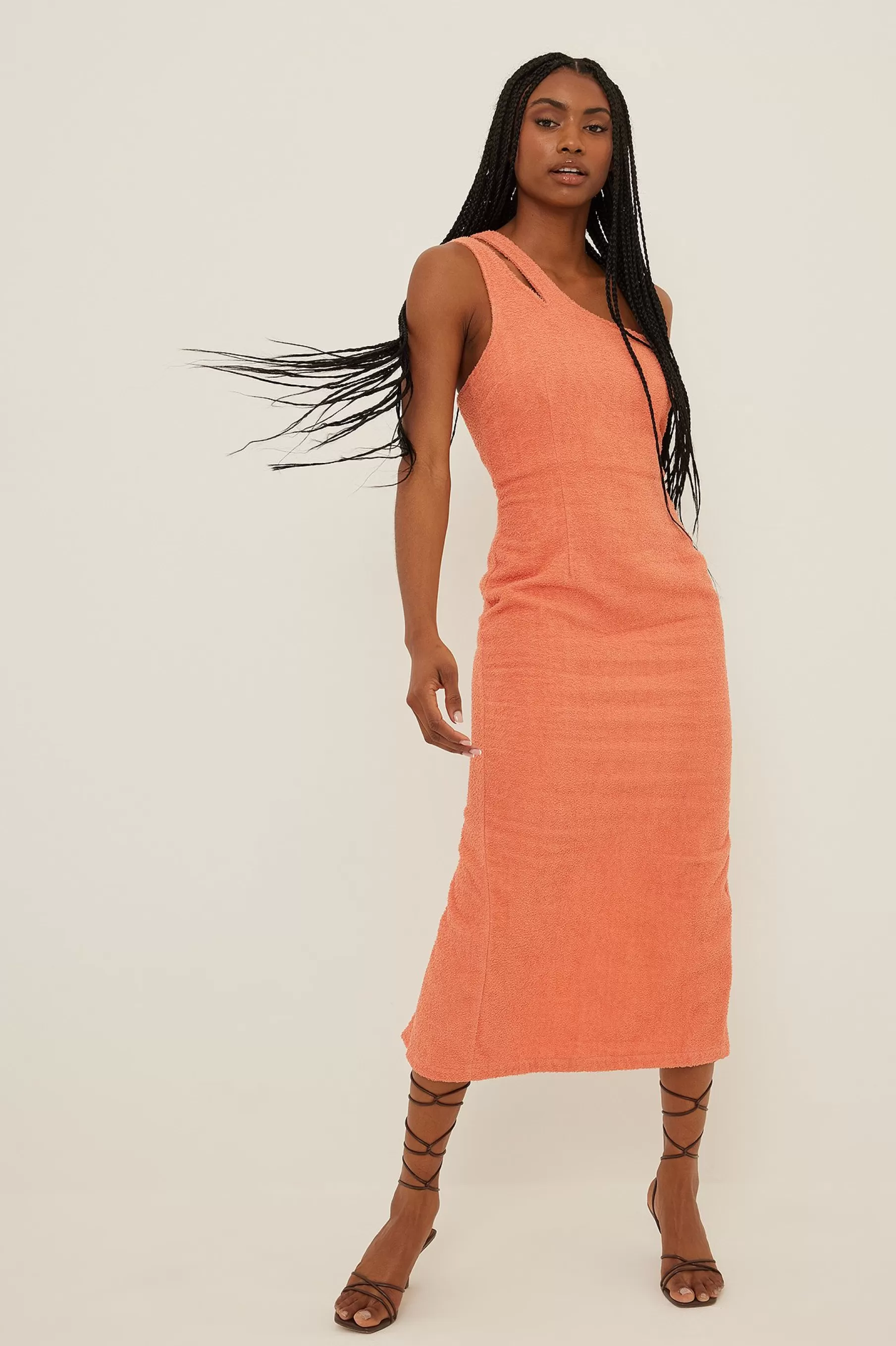 NA-KD Frotte Material Midi Dress Orange