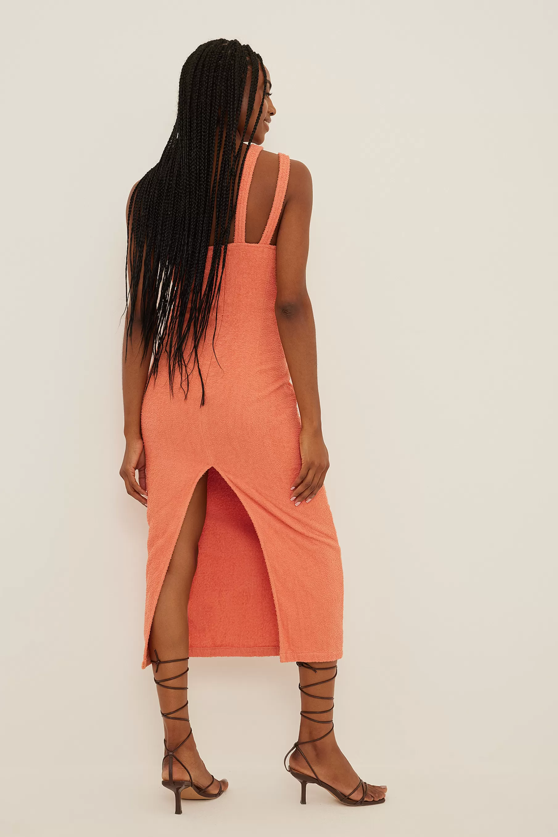 NA-KD Frotte Material Midi Dress Orange