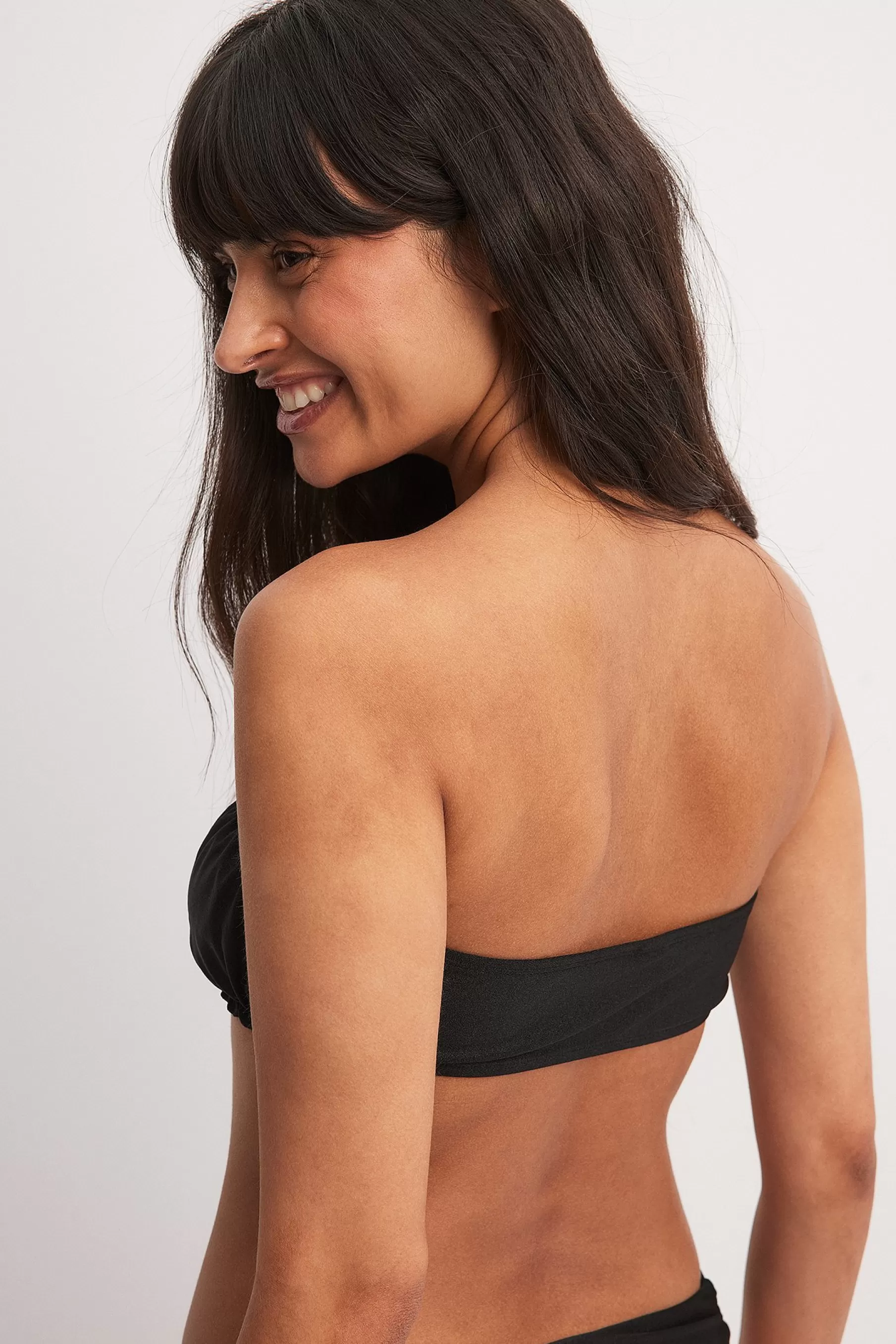 NA-KD Gathered Bikini Bandeau Black