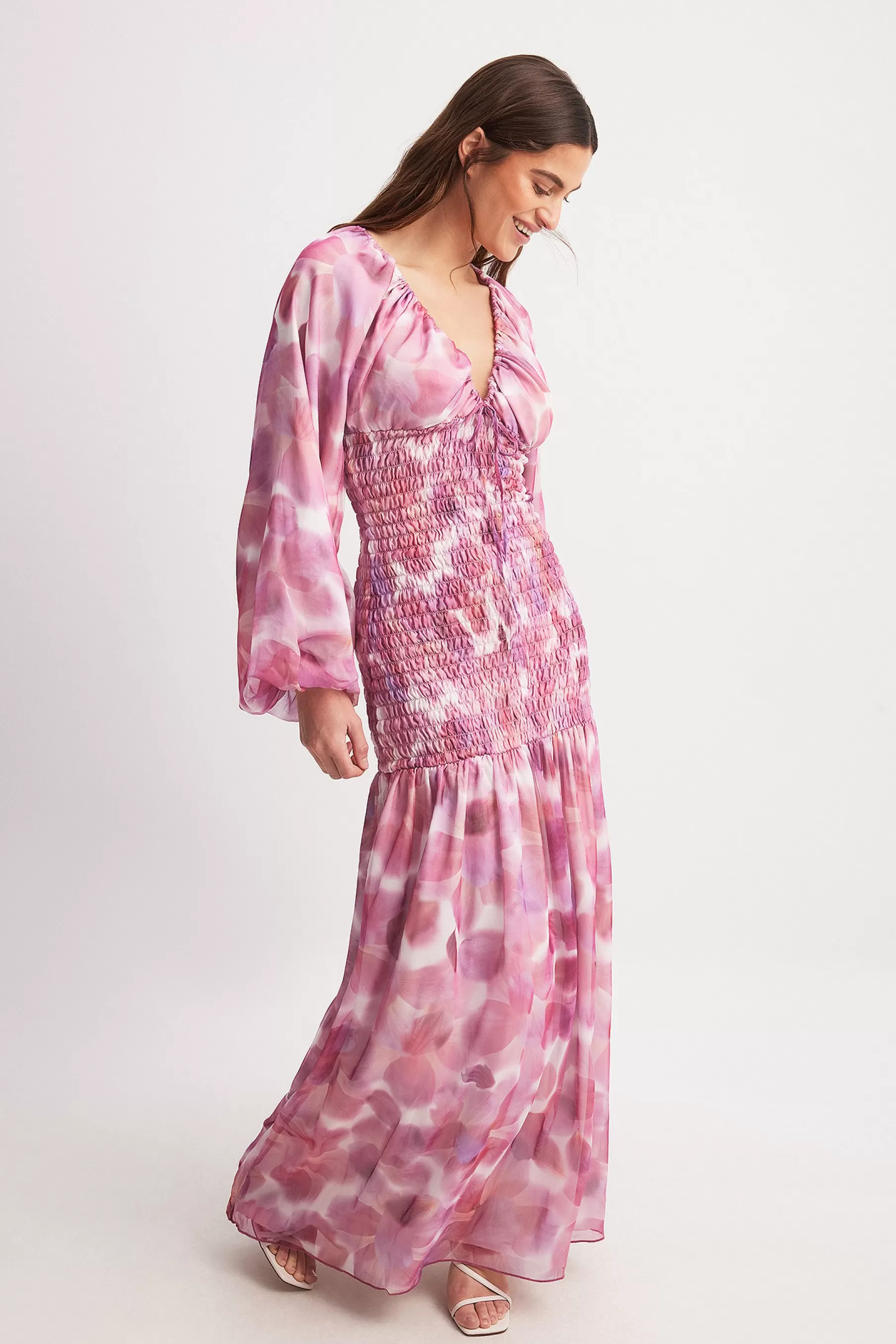 NA-KD Gathered Body Detail Maxi Dress Pink