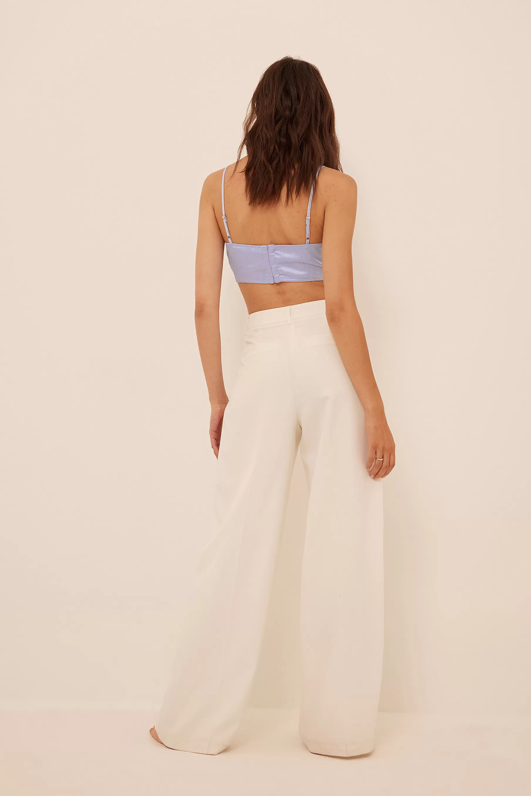 NA-KD Gathered Front Cropped Top Blue